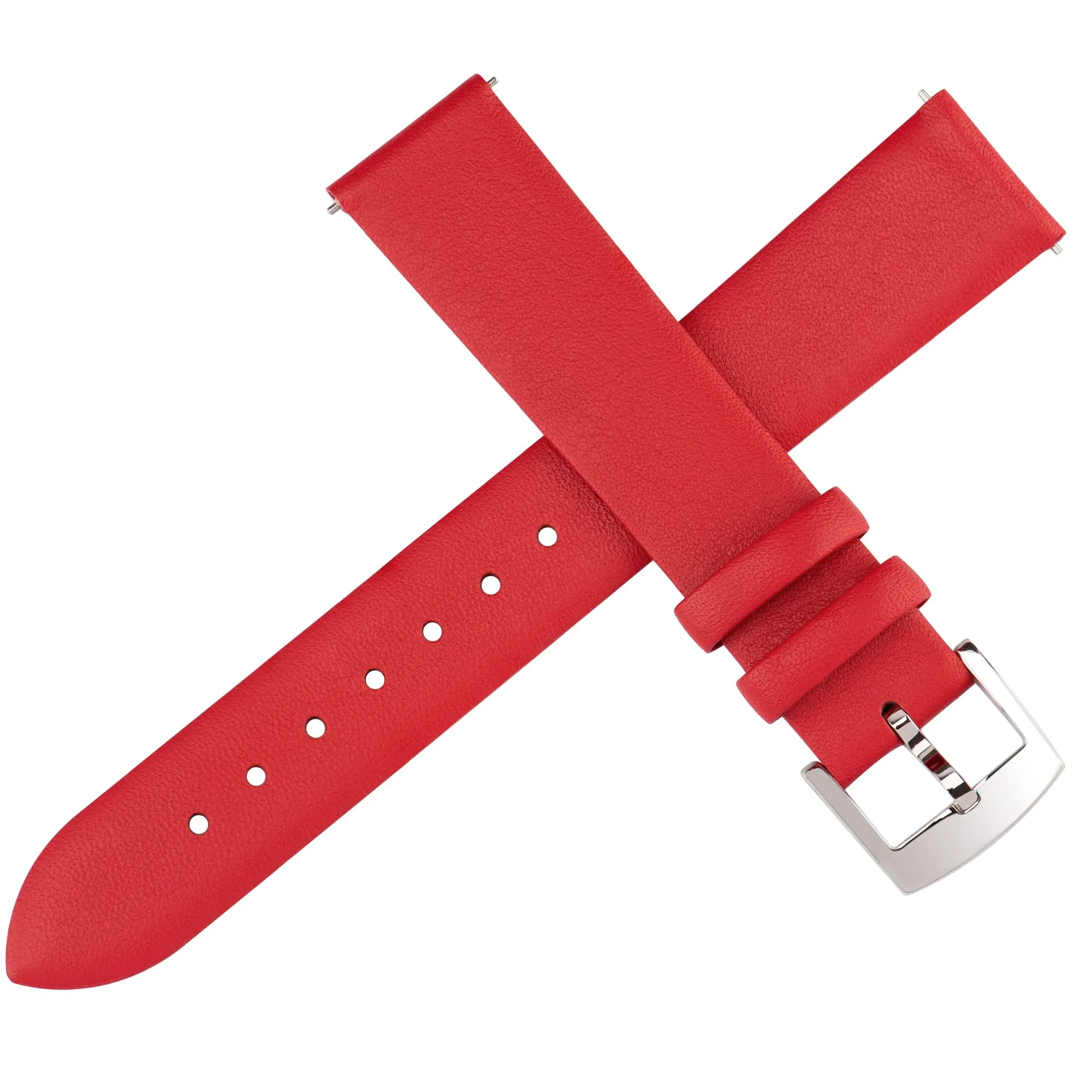 OTTOODY Cinturino Orologio in Pelle di Vitello a Sgancio Rapido, 18mm, Rosso - immagine 2