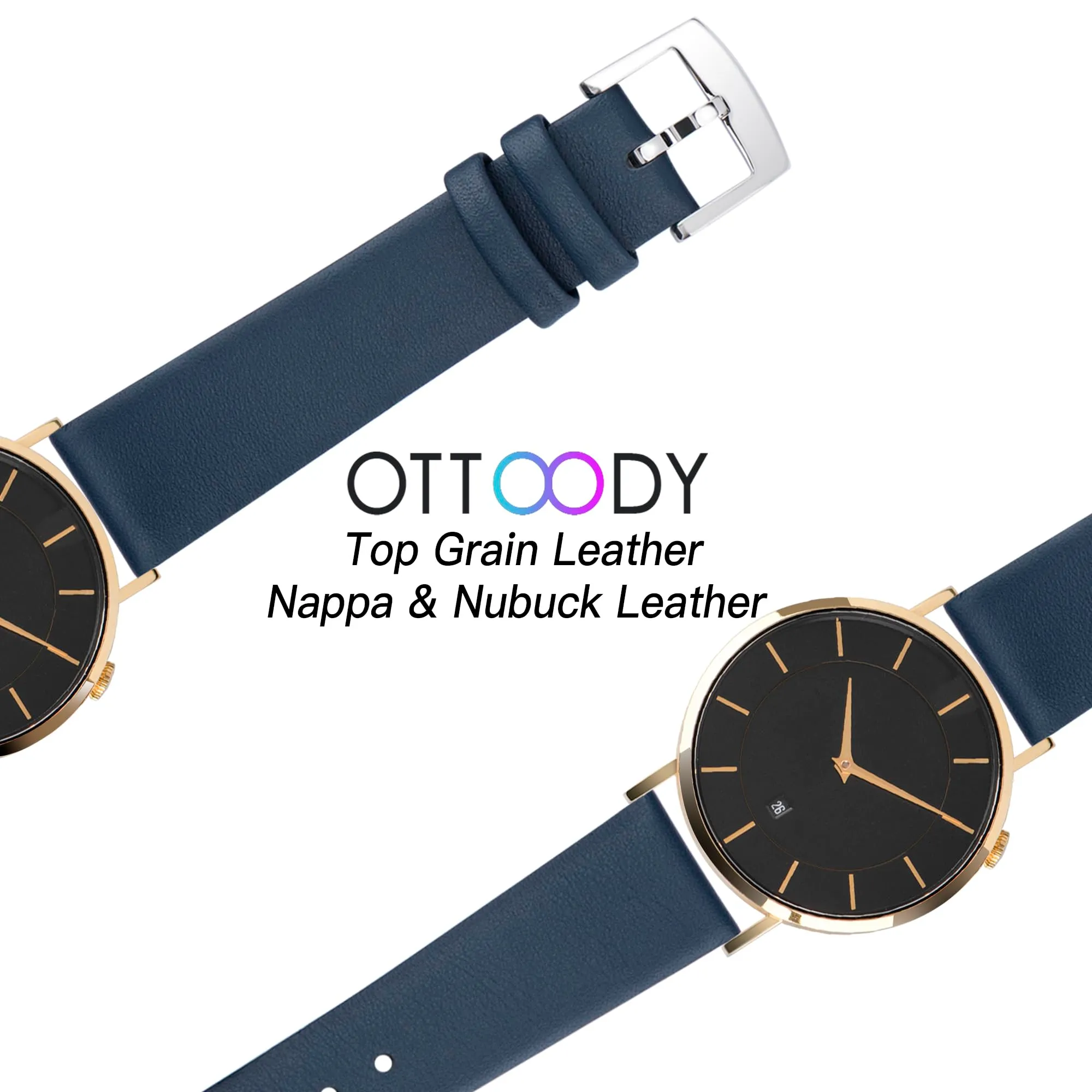 OTTOODY Cinturini Orologio in Pelle a Sgancio Rapido, 22mm - immagine 5