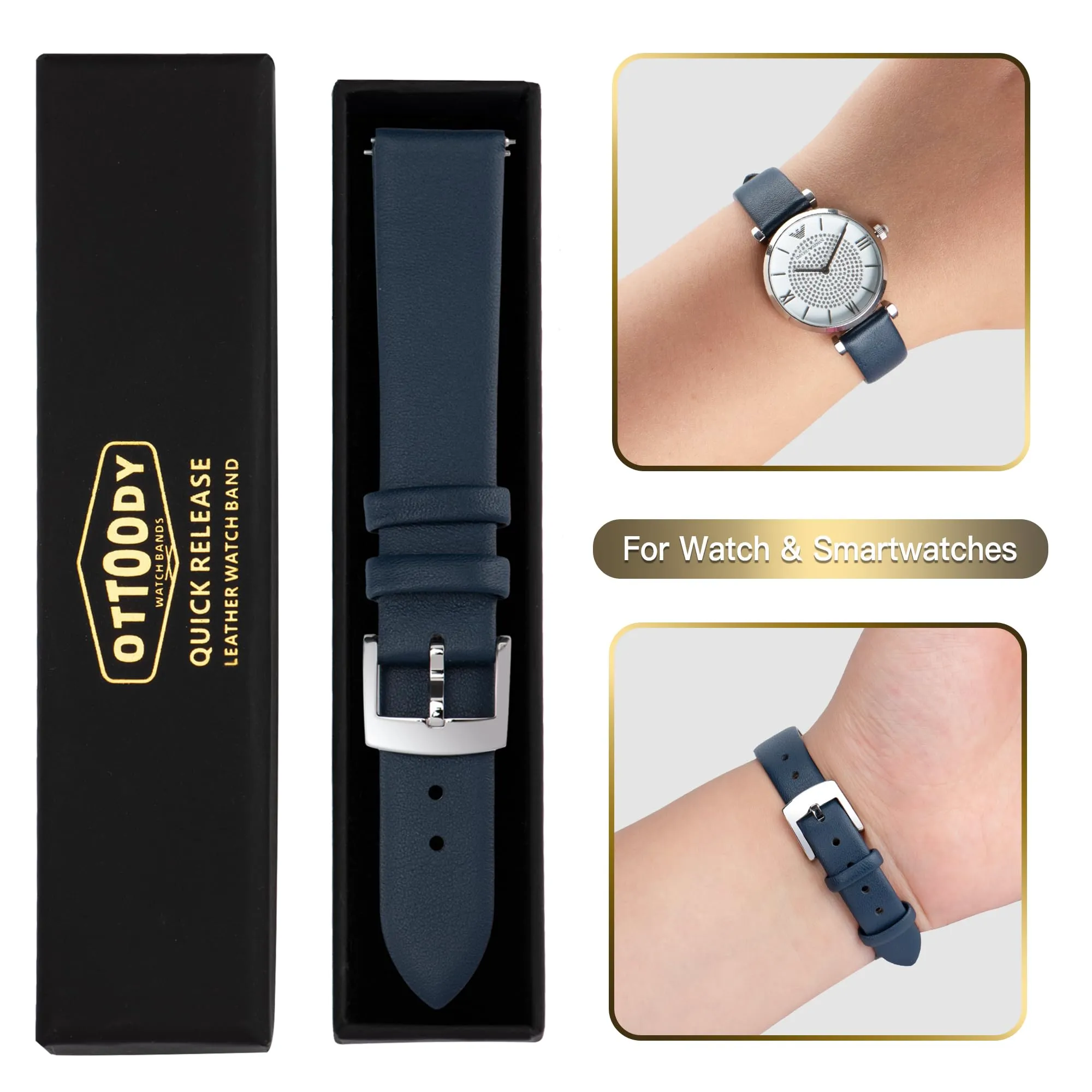 OTTOODY Cinturini Orologio in Pelle a Sgancio Rapido, 22mm - immagine 7