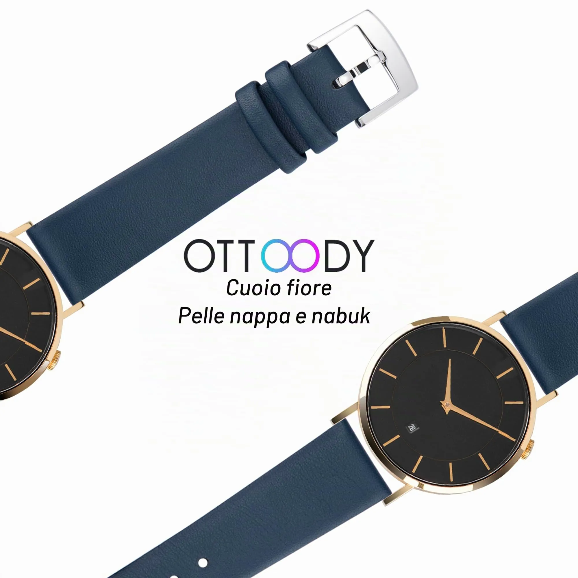 OTTOODY Cinturini Orologio in Pelle di Vitello a Sgancio Rapido, 12mm 14mm 16mm 18mm 20mm 22mm - immagine 5