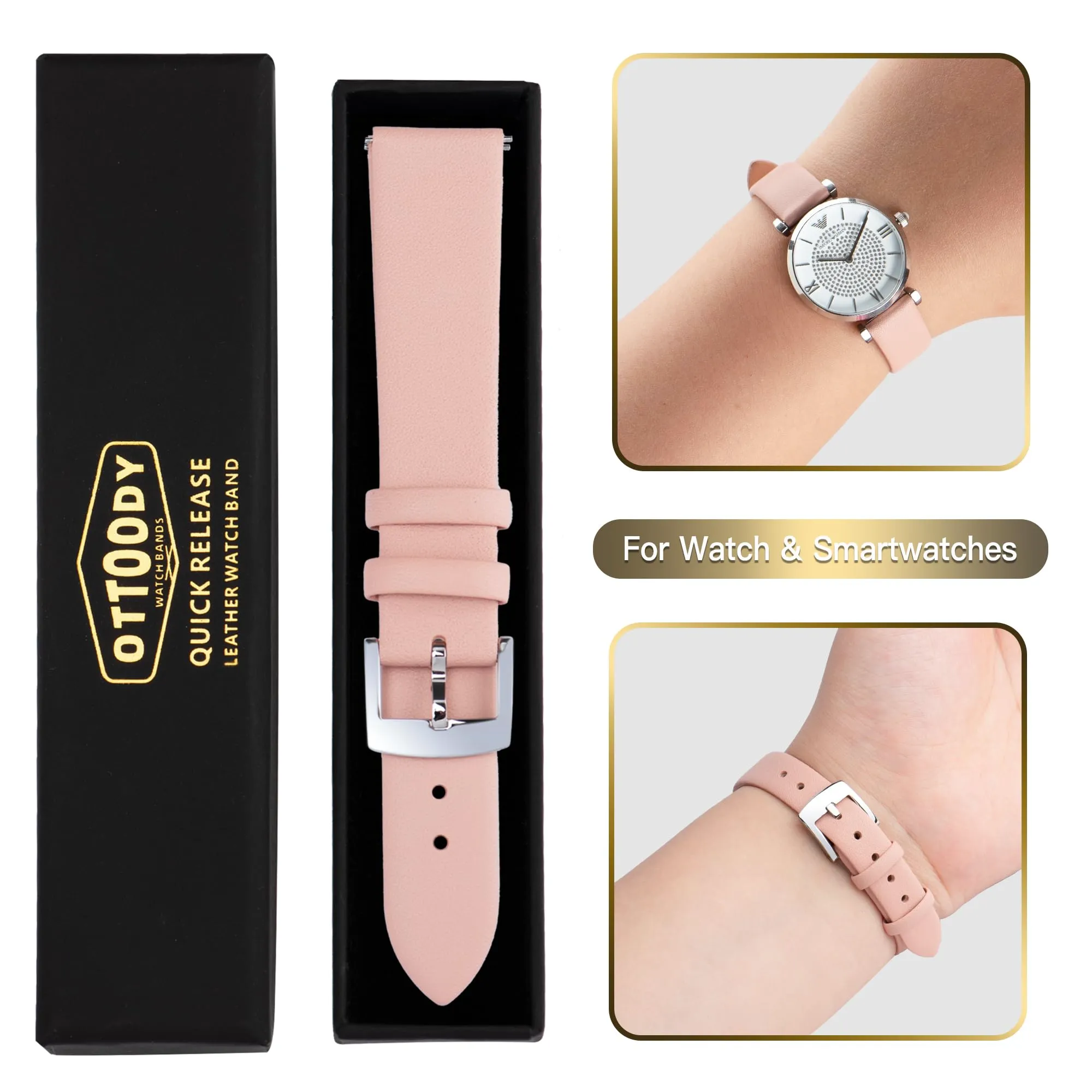 OTTOODY Cinturino Orologio in Pelle di Vitello a Sgancio Rapido 20mm - immagine 7