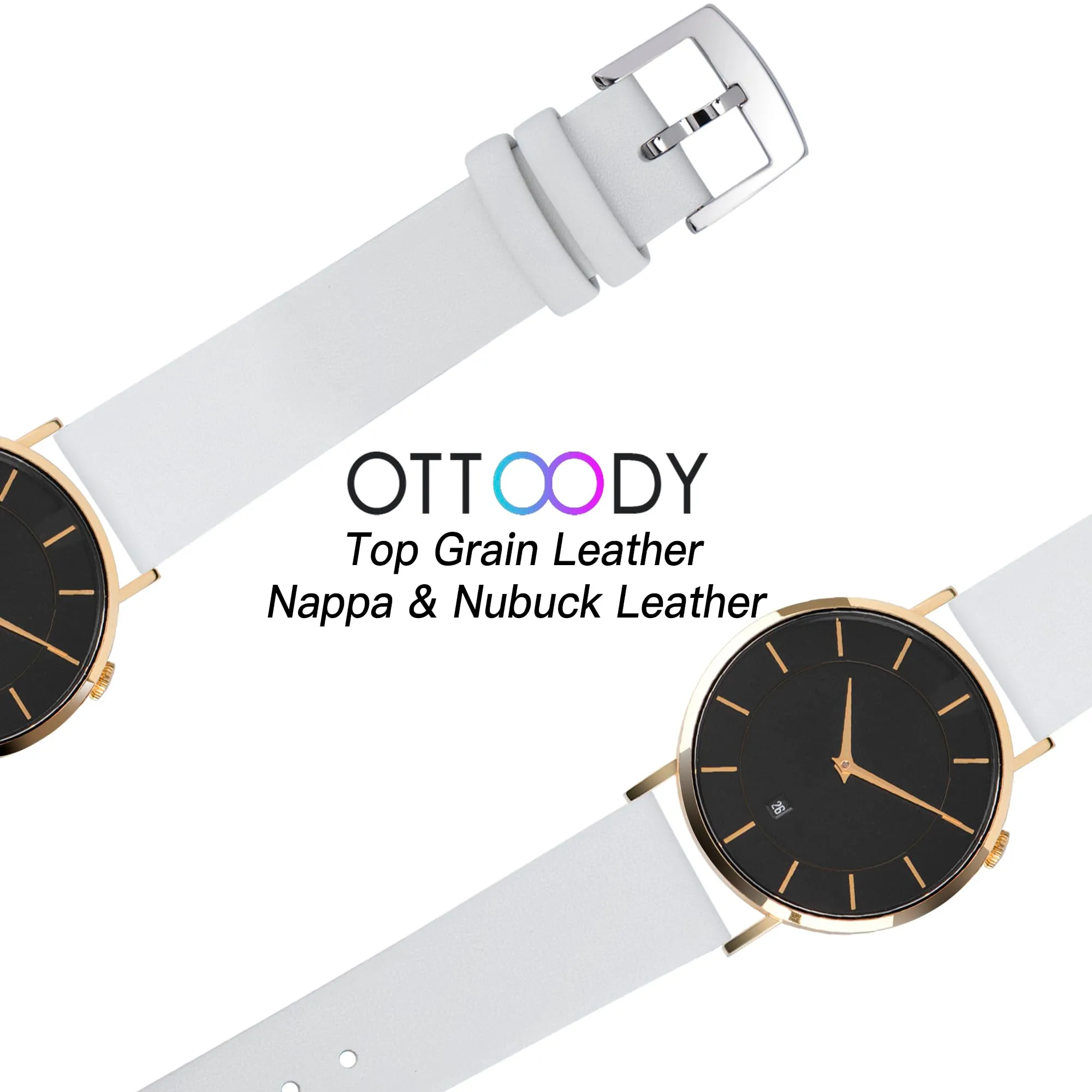OTTOODY Cinturino Orologio in Pelle di Vitello a Sgancio Rapido 22mm - immagine 5