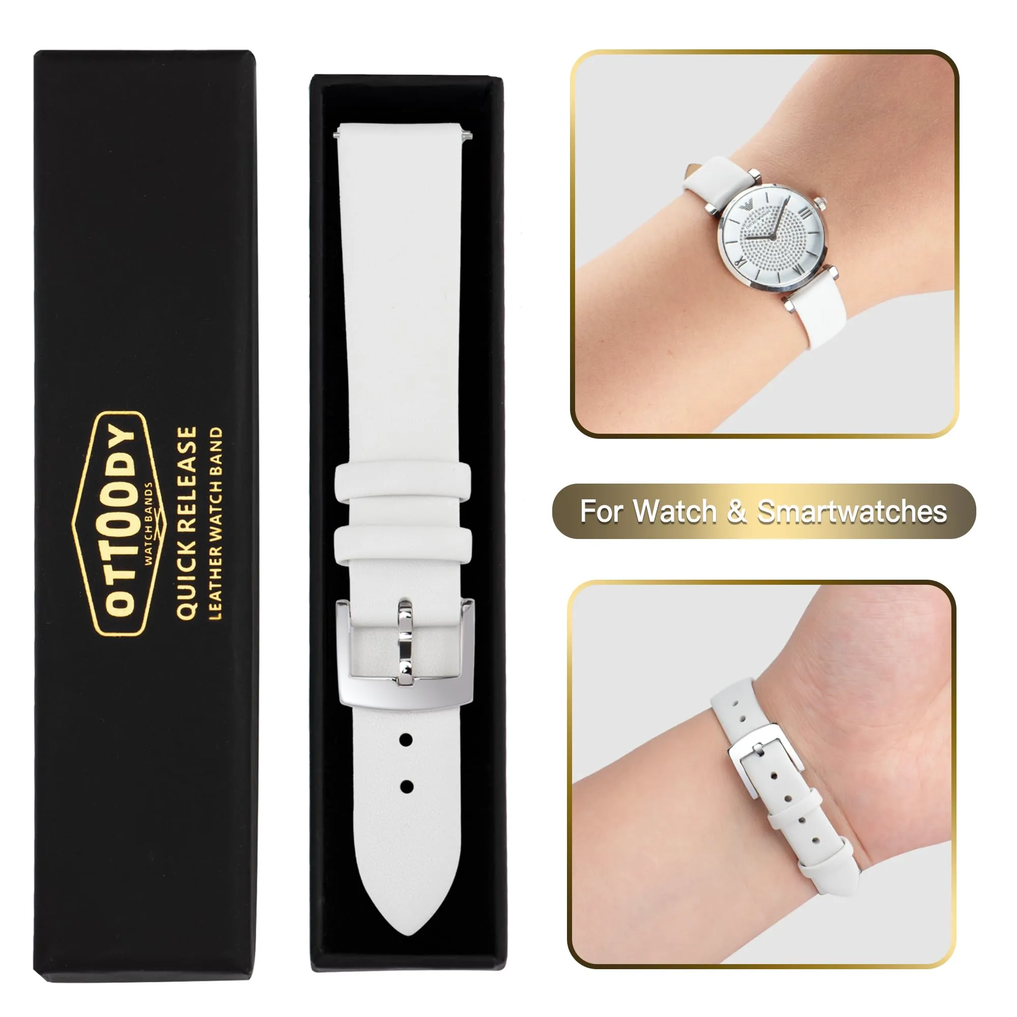 OTTOODY Cinturino Orologio in Pelle di Vitello a Sgancio Rapido 22mm - immagine 7