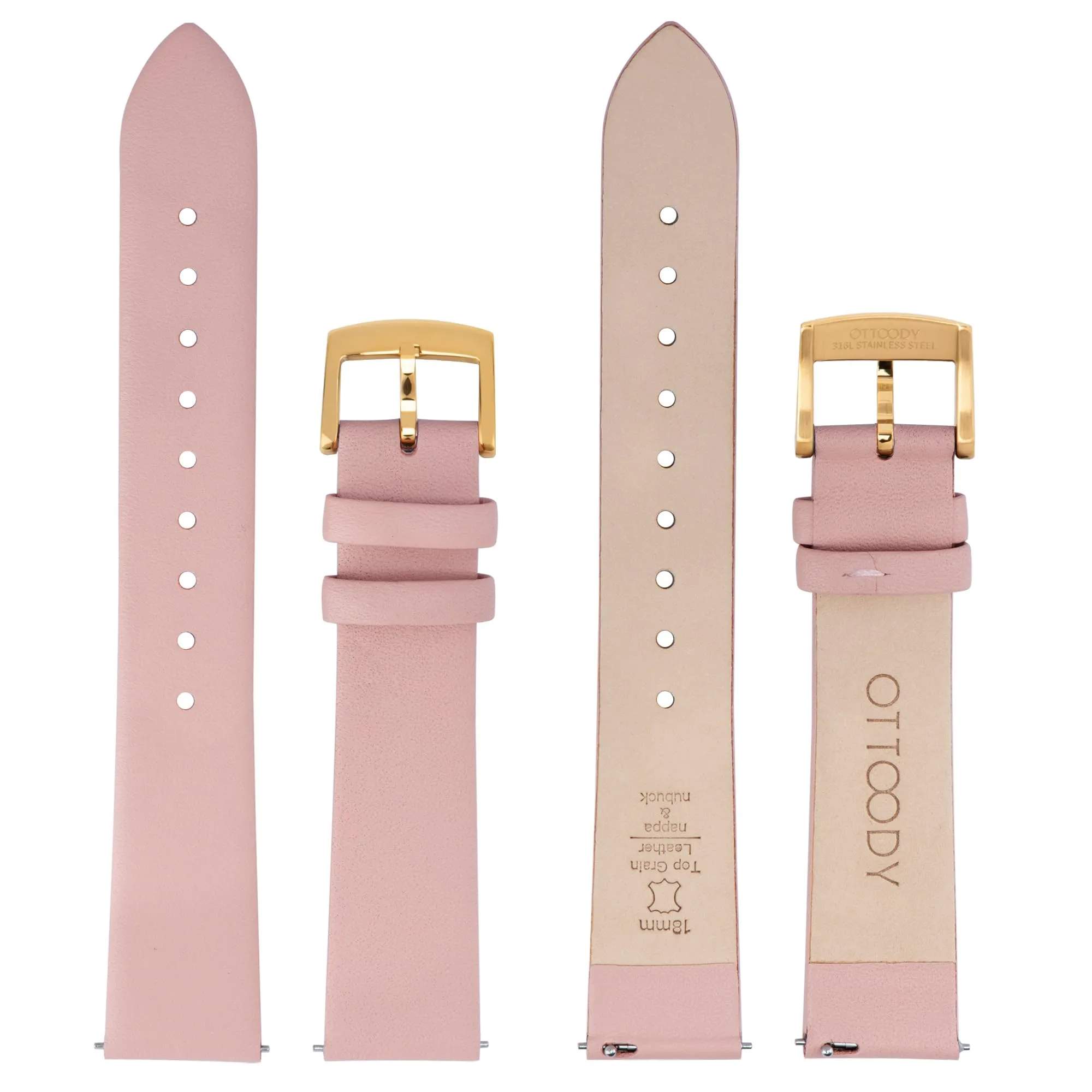 OTTOODY Cinturino Orologio in Pelle di Vitello a Sgancio Rapido 22mm, Fibbia Oro - immagine 3