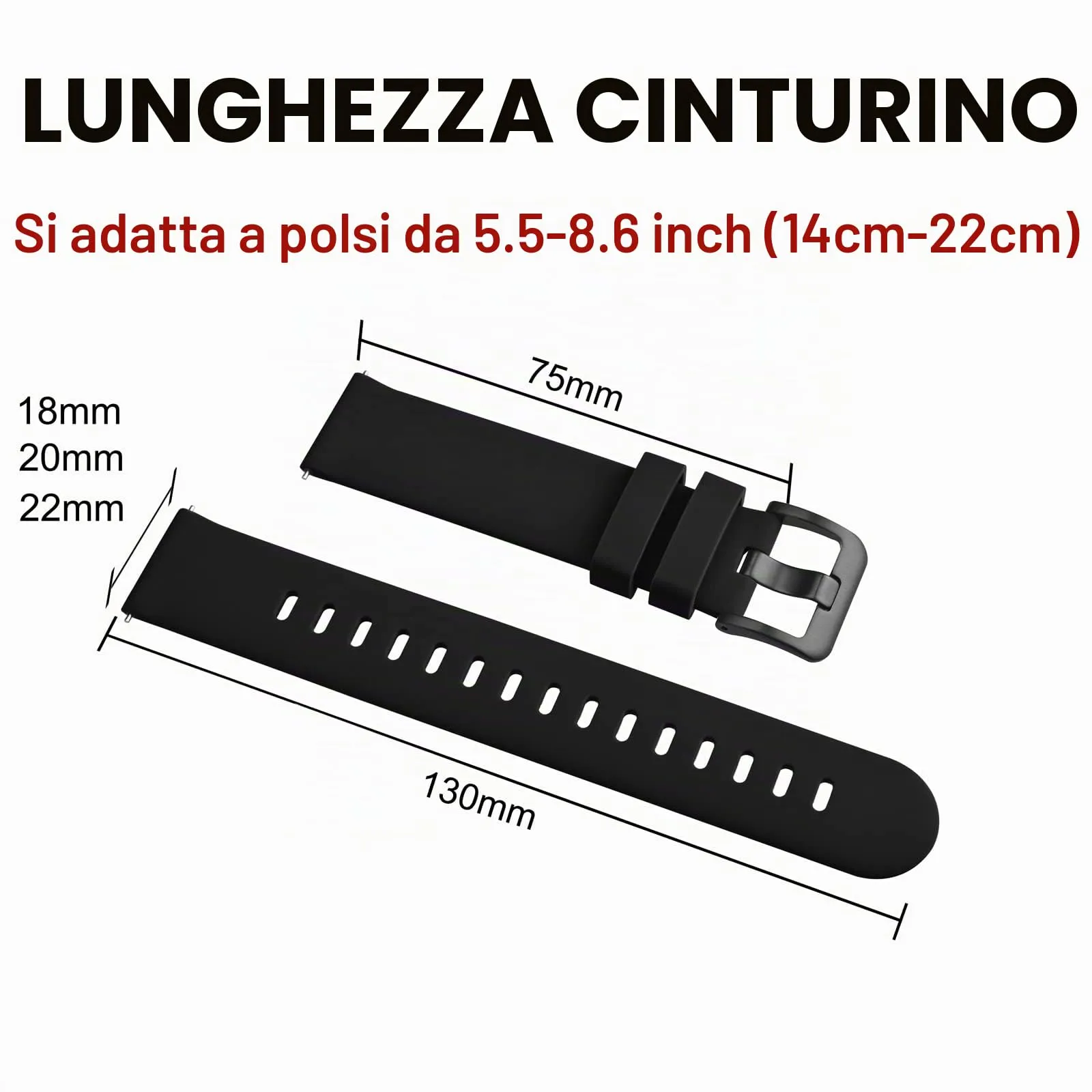BISONSTRAP Cinturino per Orologi in Silicone con Sgancio Rapido, 16mm, Nero con Fibbia Nera - immagine 6
