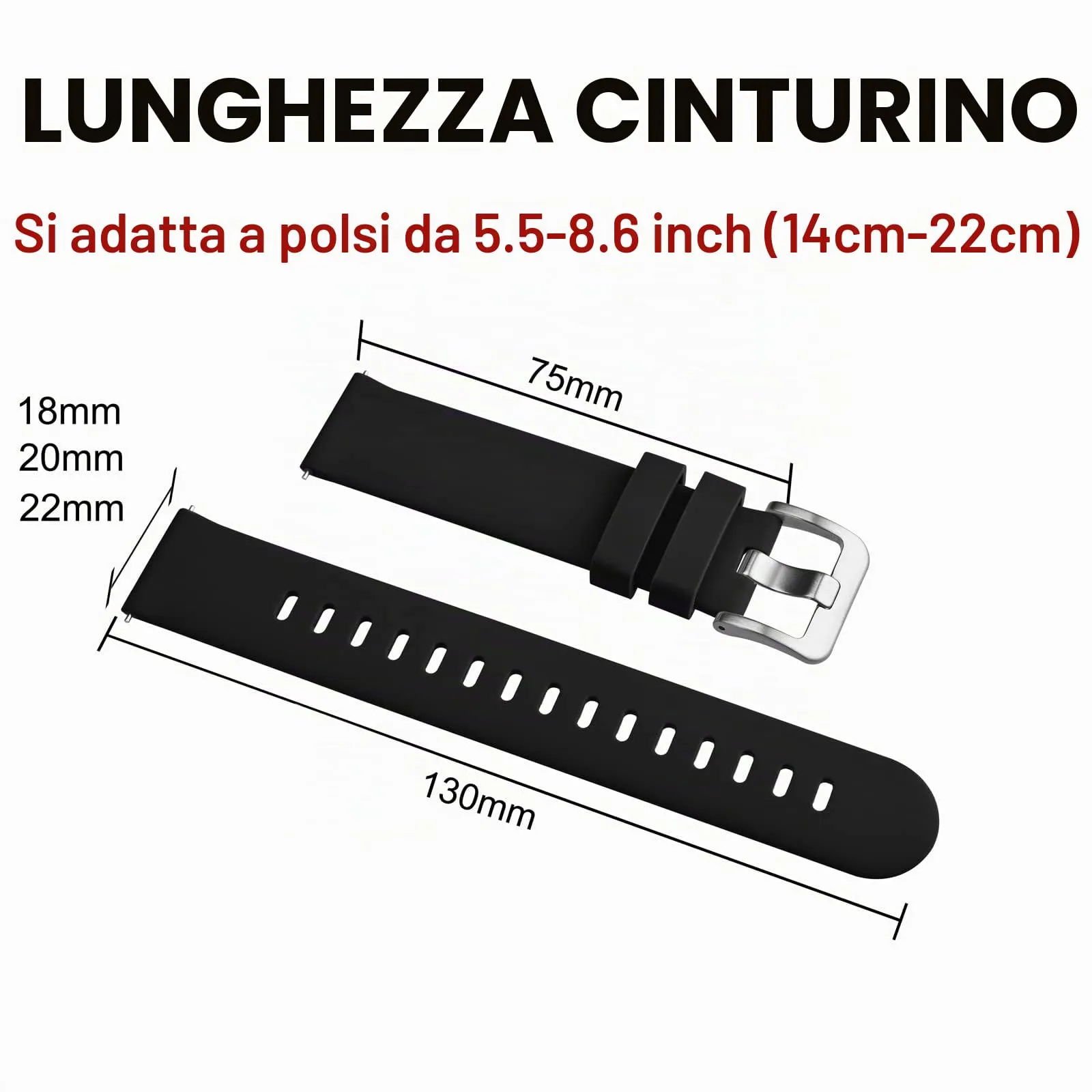 BISONSTRAP Cinturino per Orologi in Silicone, Sgancio Rapido, 16mm, Nero con Fibbia Argento - immagine 6
