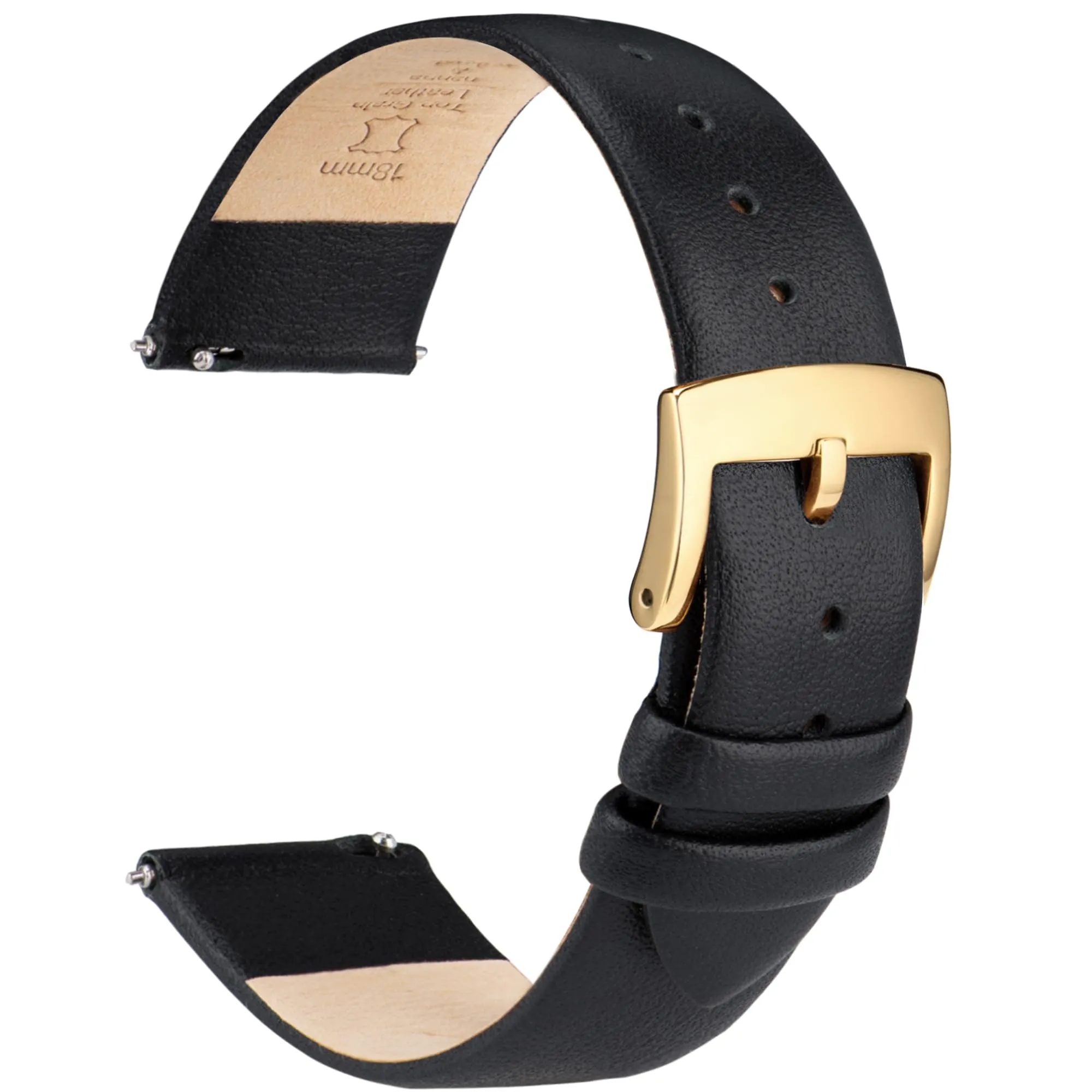 OTTOODY Cinturino Orologio in Pelle di Vitello a Sgancio Rapido 20mm, Fibbia Oro - immagine 1