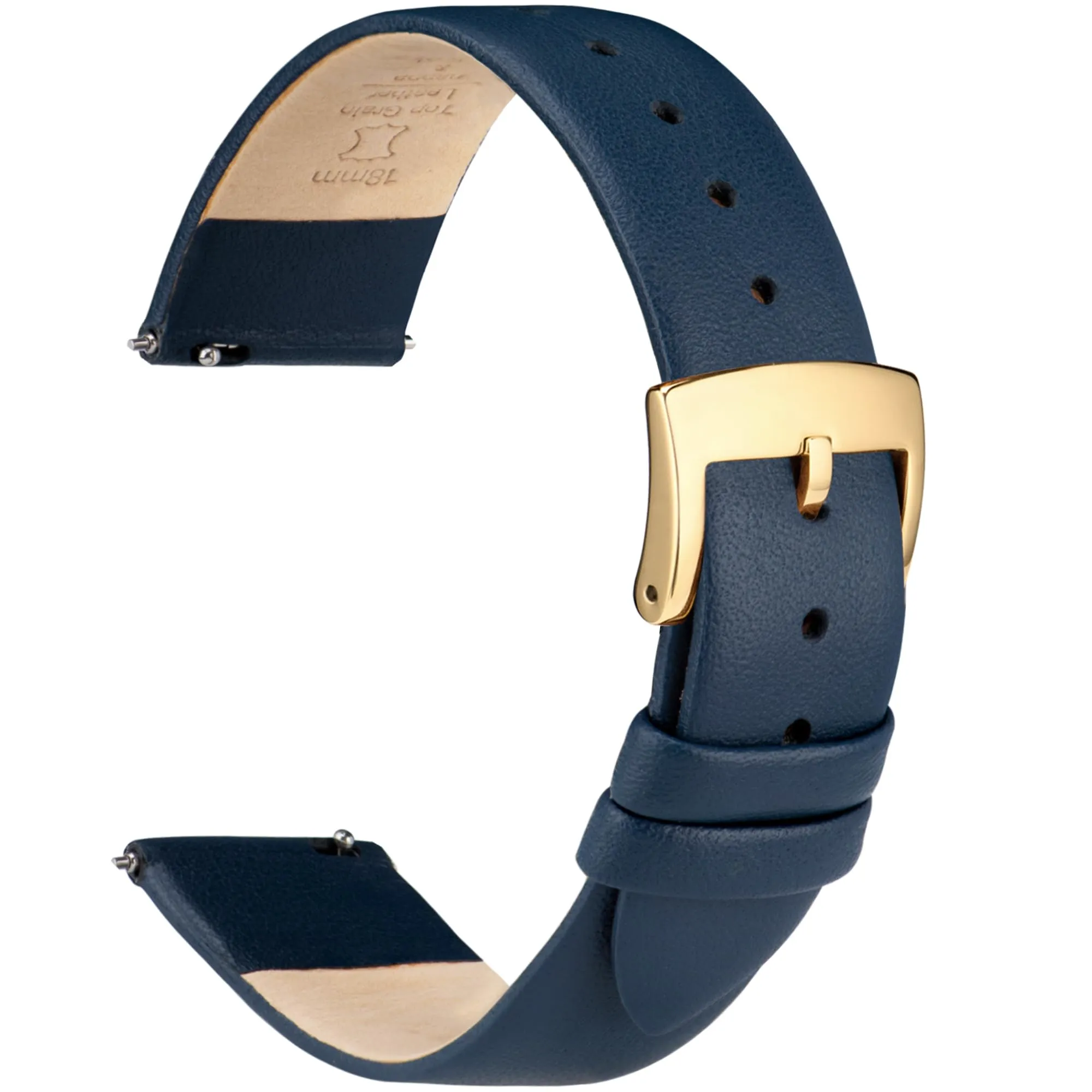 OTTOODY Cinturino Orologio in Pelle di Vitello a Sgancio Rapido 14mm, Fibbia Oro - immagine 1