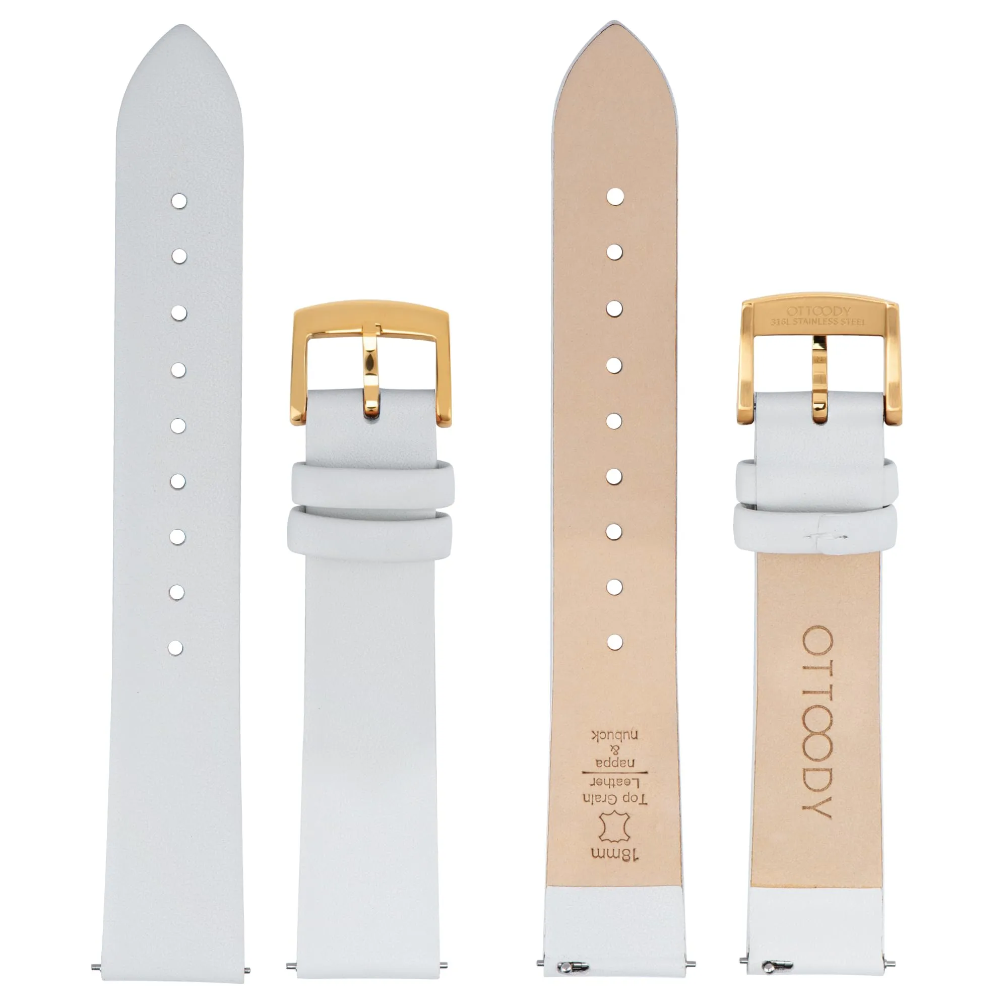 OTTOODY Cinturino Orologio in Pelle di Vitello a Sgancio Rapido 22mm, Fibbia Oro - immagine 3