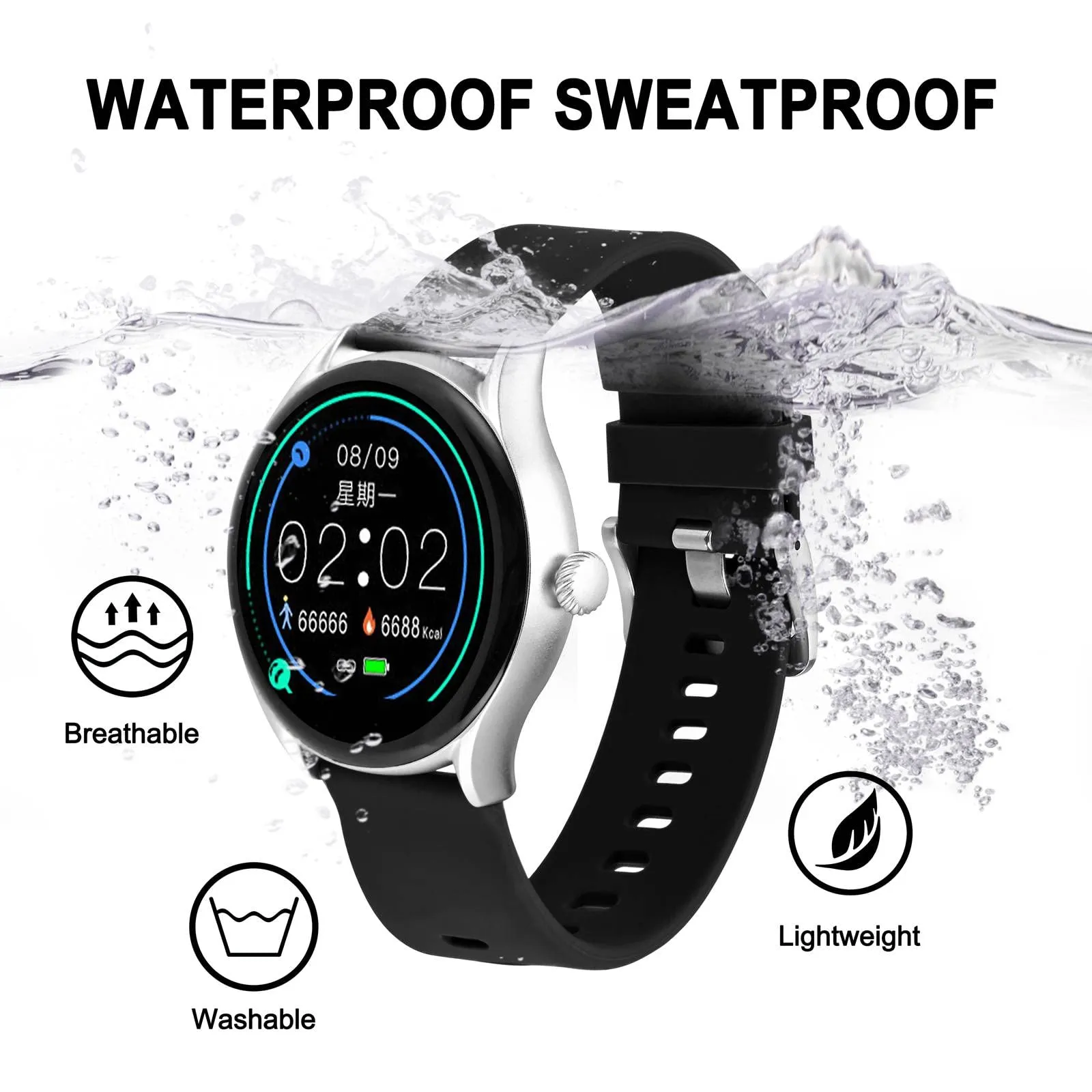 BISONSTRAP Cinturino in Silicone con Sgancio Rapido, 17mm, Nero con Fibbia Argento - immagine 8