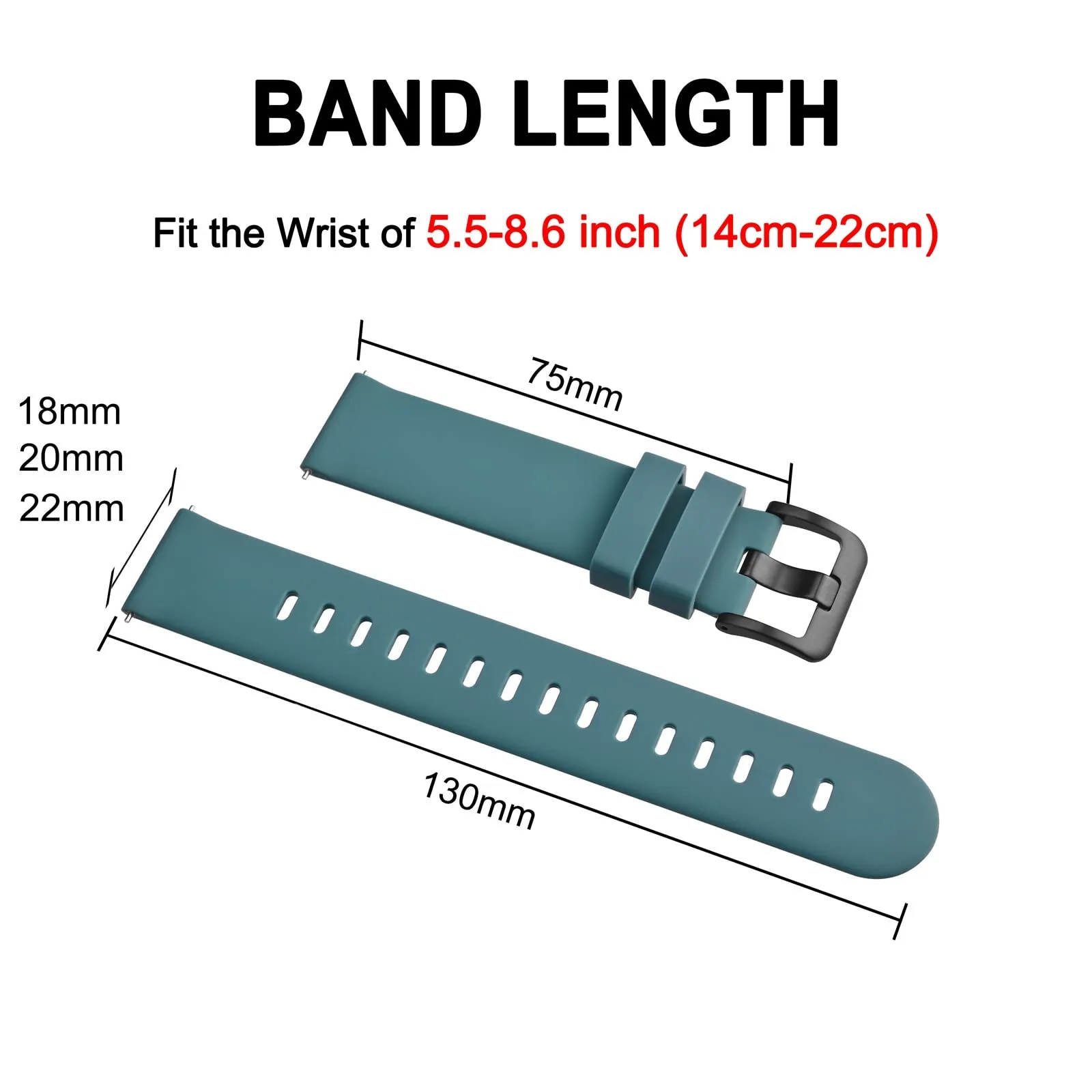 BISONSTRAP Cinturino in Silicone per Orologi, 16mm, Ciano con Fibbia Nera - immagine 6