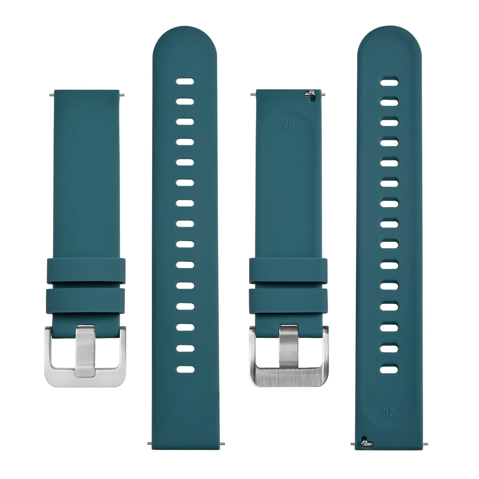 BISONSTRAP Cinturino in Silicone con Sgancio Rapido, 17mm, Ciano con Fibbia Argento - immagine 3
