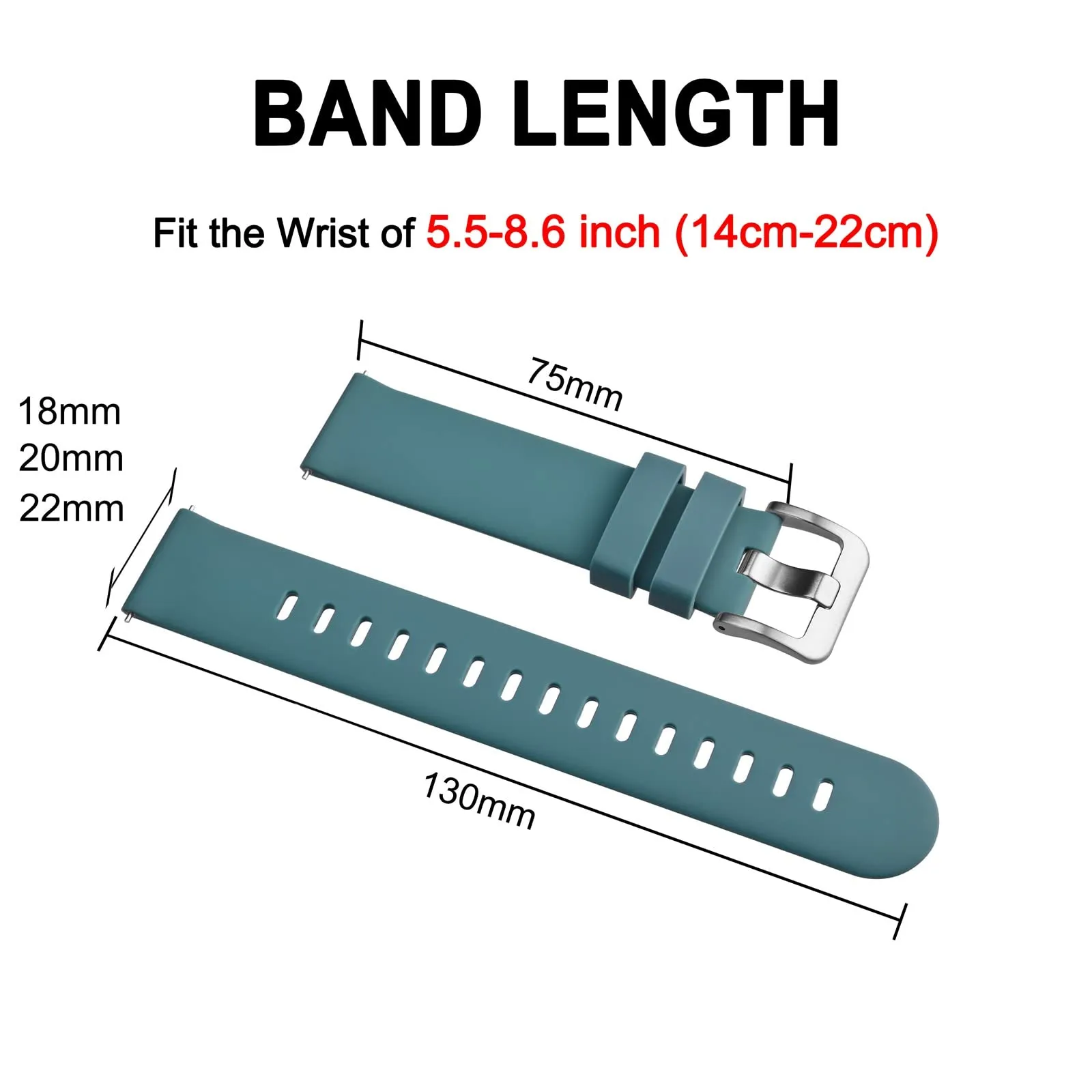 BISONSTRAP Cinturino in Silicone con Sgancio Rapido, 17mm, Ciano con Fibbia Argento - immagine 6