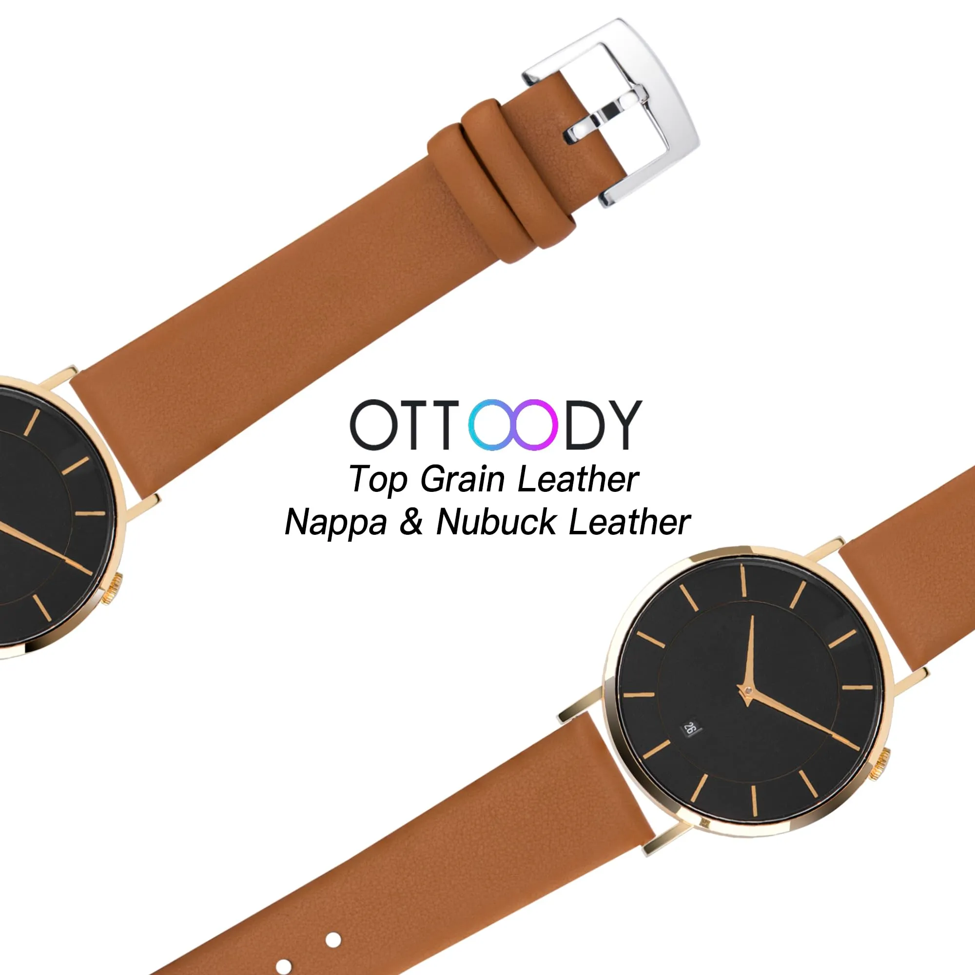 OTTOODY Cinturini Orologio in Pelle a Sgancio Rapido 22mm 20mm 18mm 16mm 14mm 12mm per Uomo e Donna - immagine 5