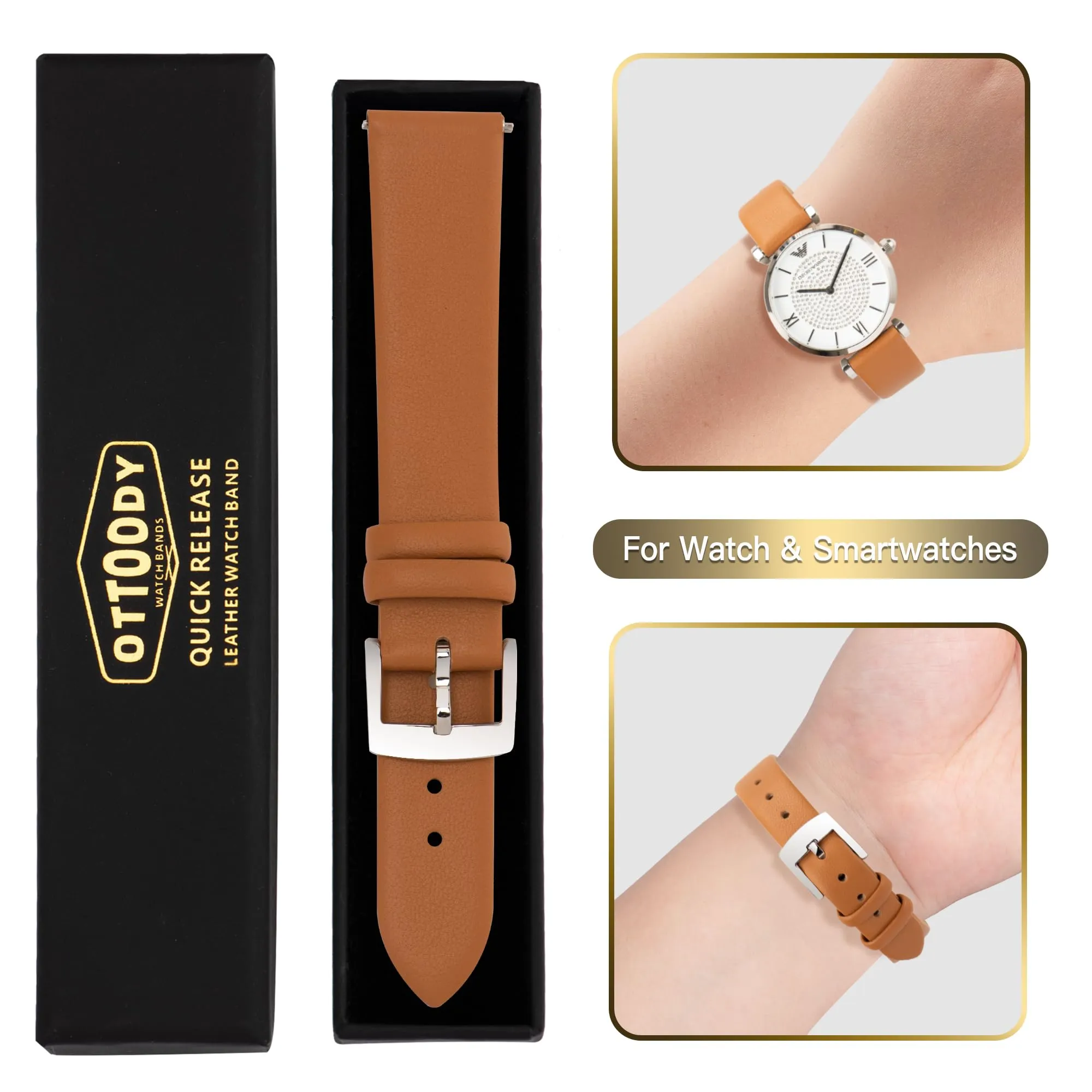 OTTOODY Cinturino Orologio in Pelle a Sgancio Rapido 14mm - immagine 7