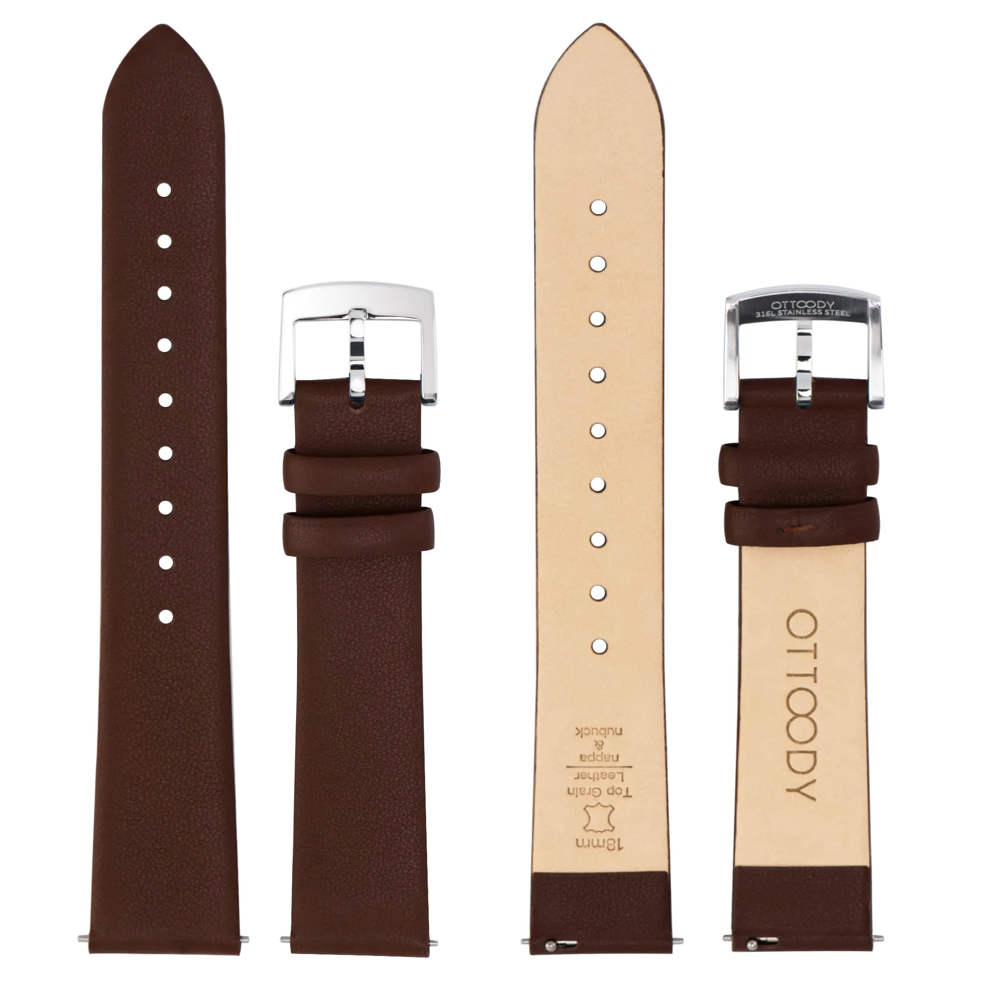 OTTOODY Cinturino Orologio in Pelle di Vitello a Sgancio Rapido 22mm 20mm 18mm 16mm 14mm 12mm per Uomo e Donna - immagine 3
