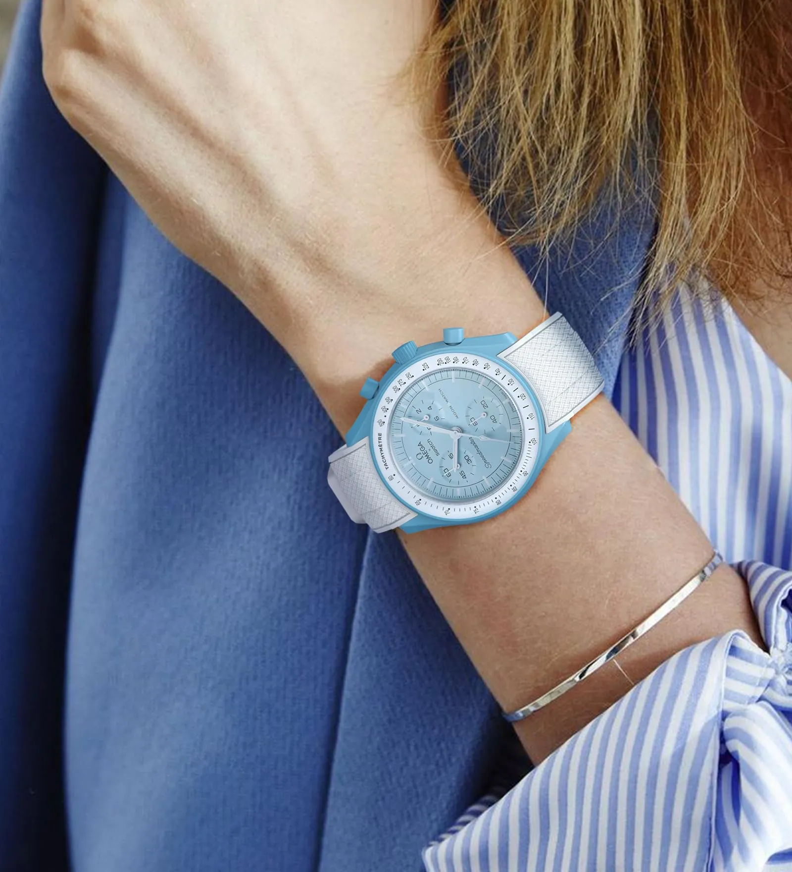 Stanchev Cinturino in Silicone per Omega x Swatch MoonSwatch Speedmaster 20mm, Linea Bianca Verde Chiaro - immagine 7