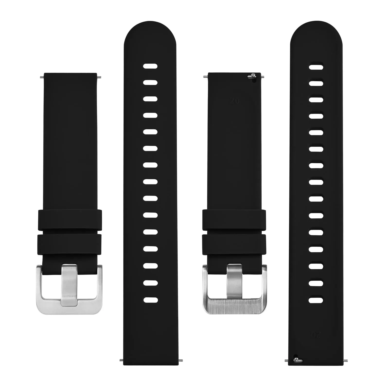 BISONSTRAP Cinturino in Silicone con Sgancio Rapido, 19mm, Nero con Fibbia Argento - immagine 3
