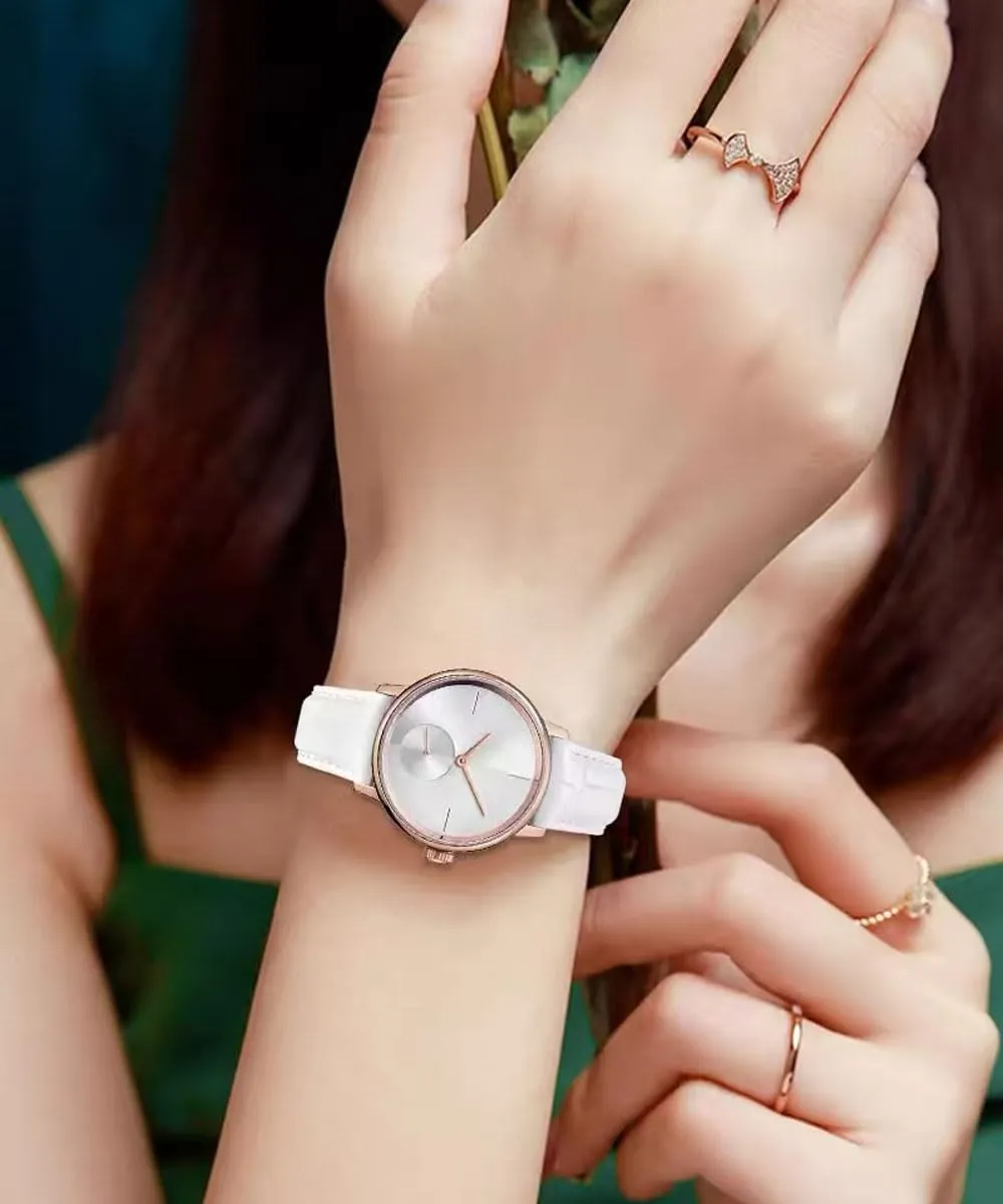 FOUUA Cinturino in pelle alligatore con chiusura deployante, 21mm, Bianco - immagine 6