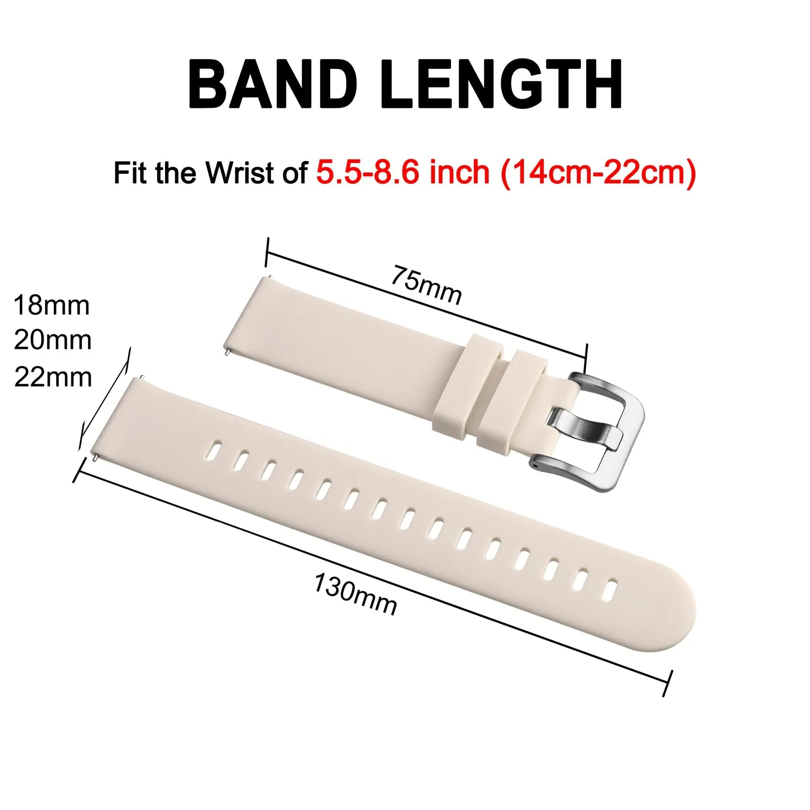 BISONSTRAP Cinturino in Silicone con Sgancio Rapido, 19mm, Avorio con Fibbia Argento - immagine 6