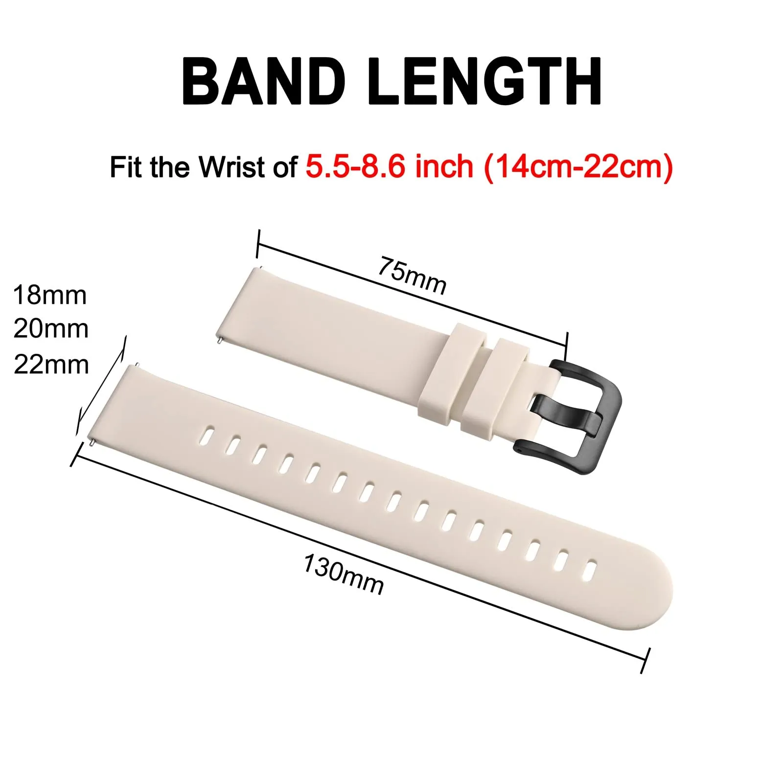 BISONSTRAP Cinturino in Silicone 19mm, Avorio con Fibbia Nera, Sgancio Rapido - immagine 6