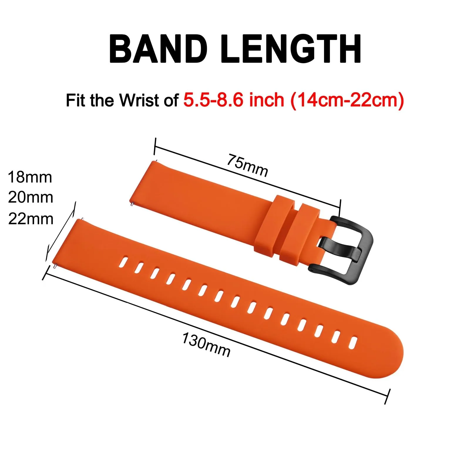 BISONSTRAP Cinturino per Orologi in Silicone con Sgancio Rapido, 17mm, Arancione con Fibbia Nera - immagine 6