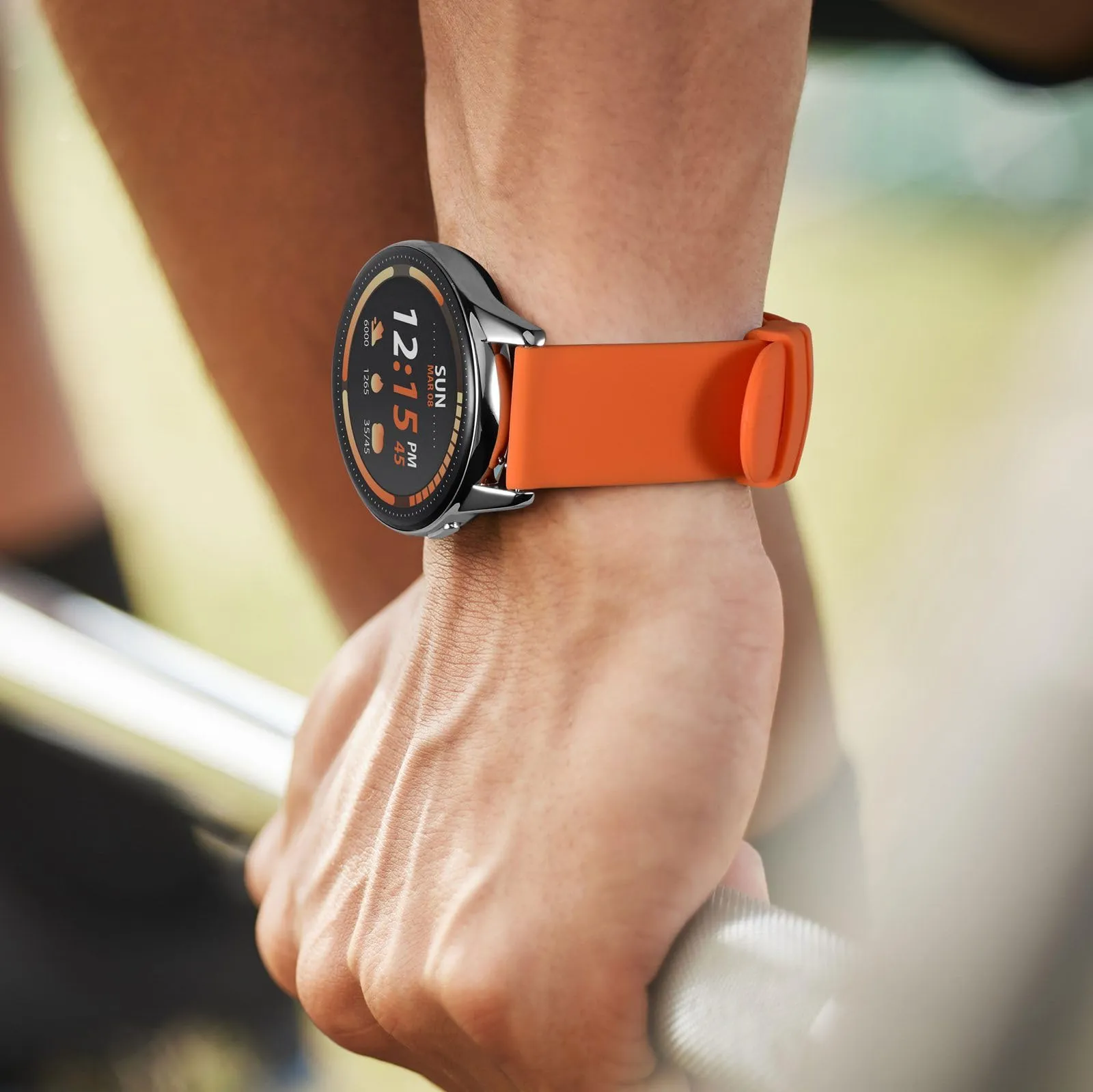 BISONSTRAP Cinturino in Silicone per Orologi, Sgancio Rapido, 18mm, Arancione con Fibbia Argento - immagine 2