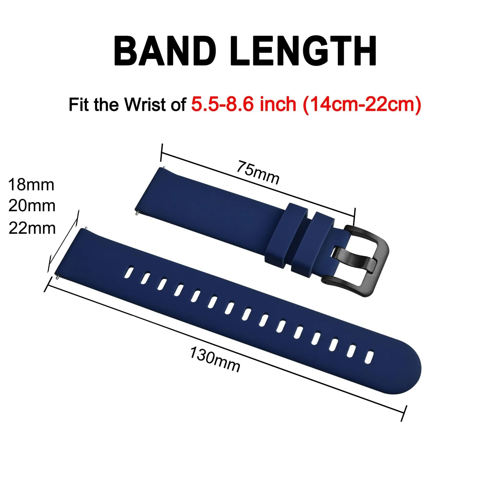 BISONSTRAP Cinturino in Silicone con Sgancio Rapido, 17mm, Blu Scuro con Fibbia Nera - immagine 6