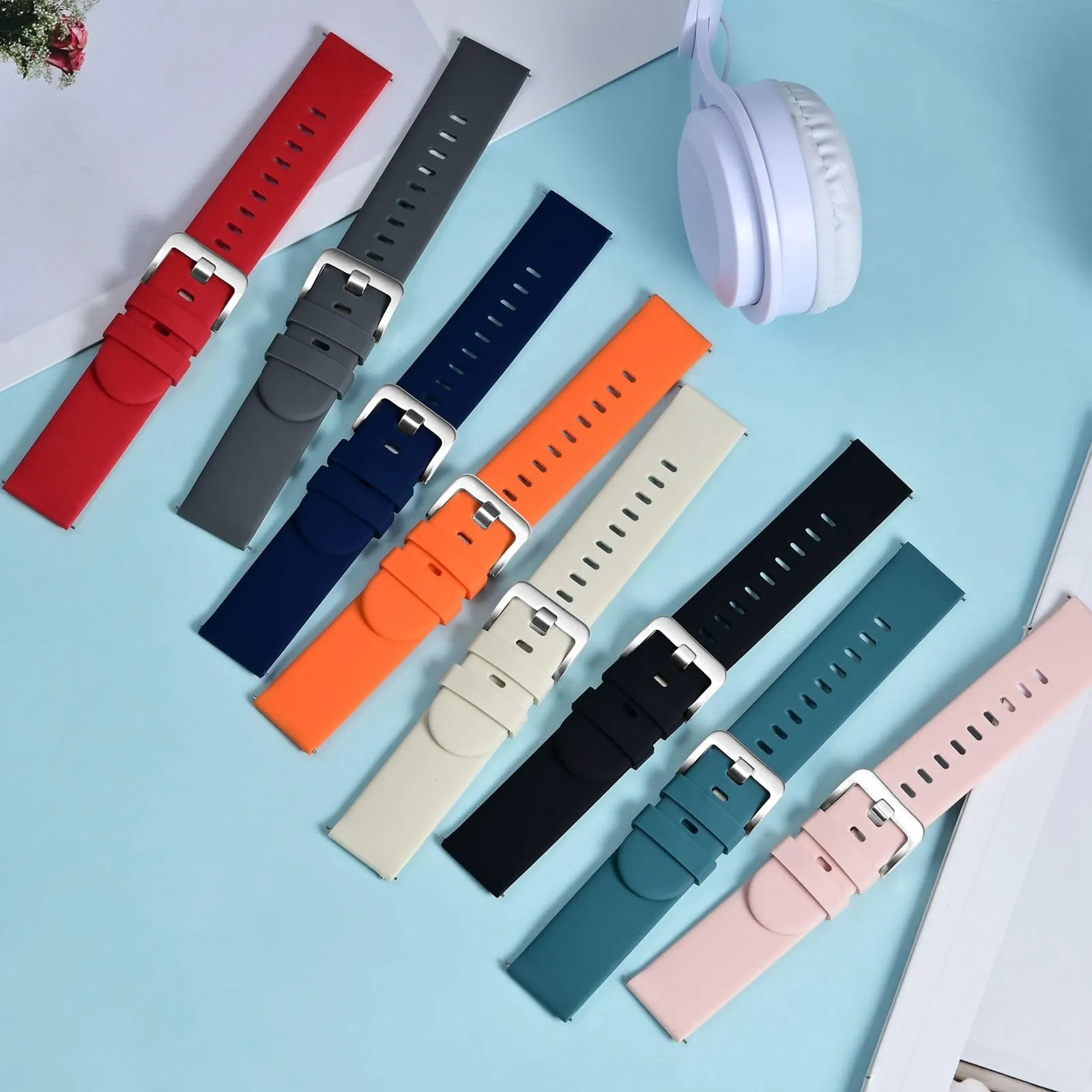 BISONSTRAP Cinturino in Silicone con Sgancio Rapido, 16mm, Blu Scuro con Fibbia Argento - immagine 7