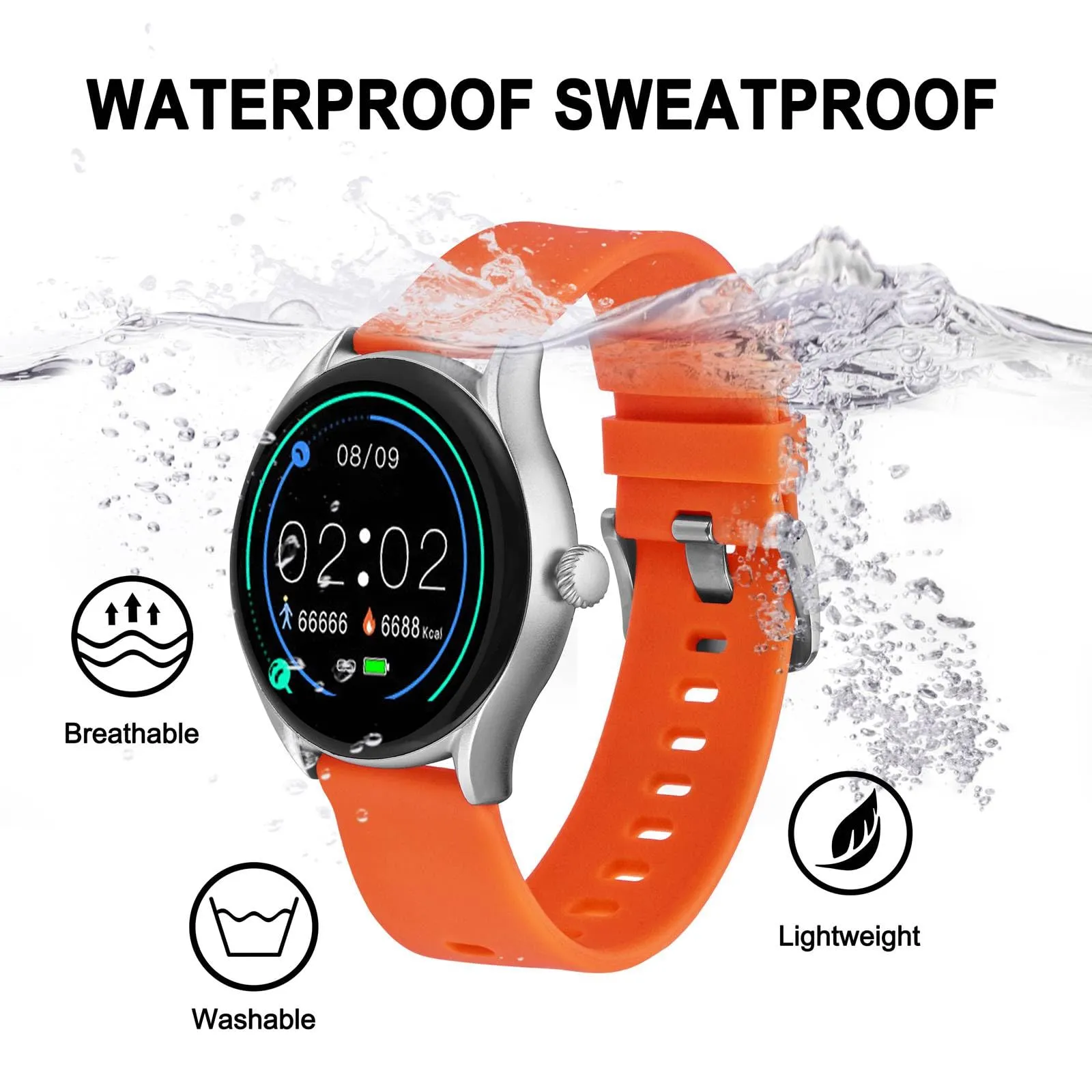 BISONSTRAP Cinturino in Silicone con Sgancio Rapido, 17mm, Arancione con Fibbia Argento - immagine 8