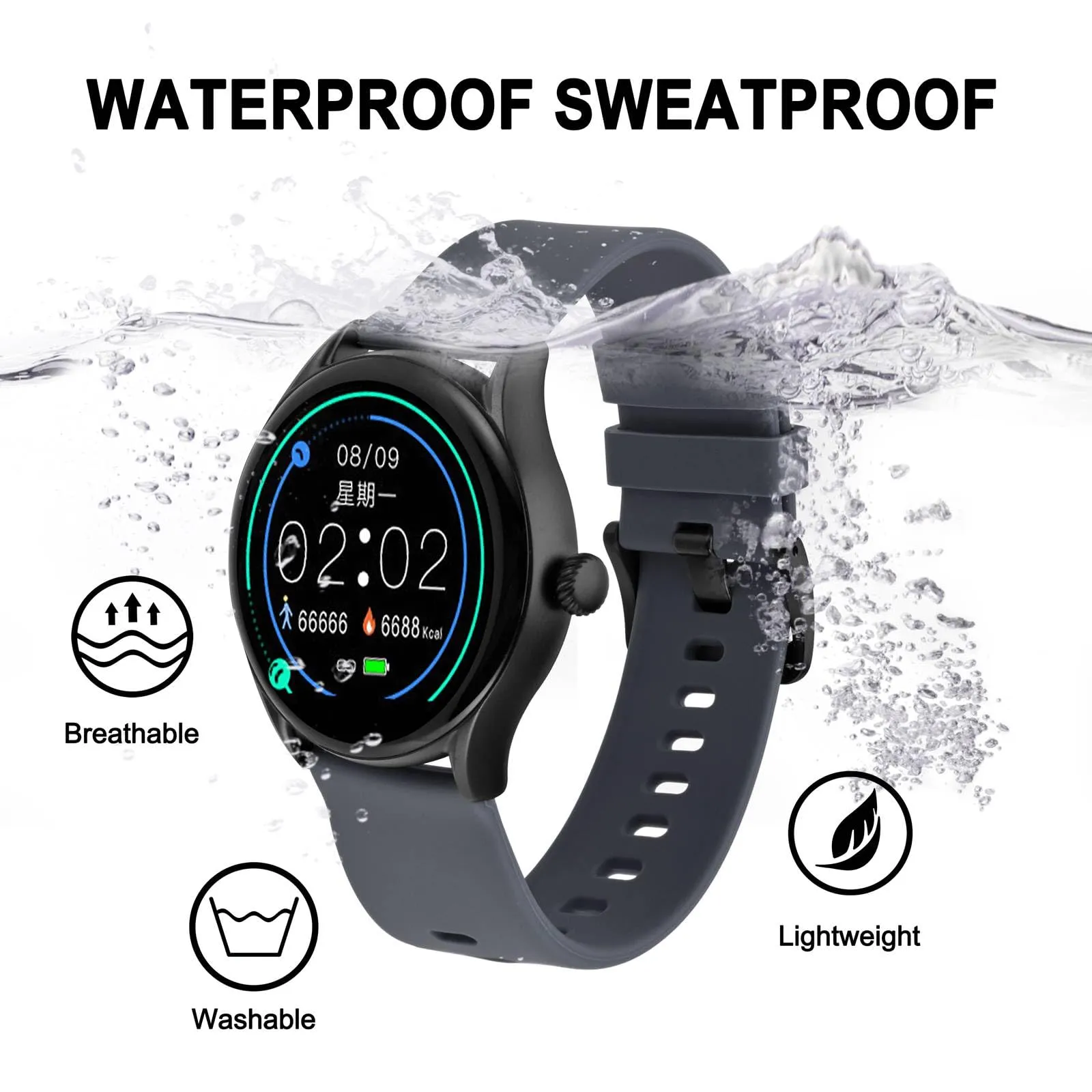 BISONSTRAP Cinturino in Silicone con Sgancio Rapido, 21mm, Grigio con Fibbia Nera - immagine 8