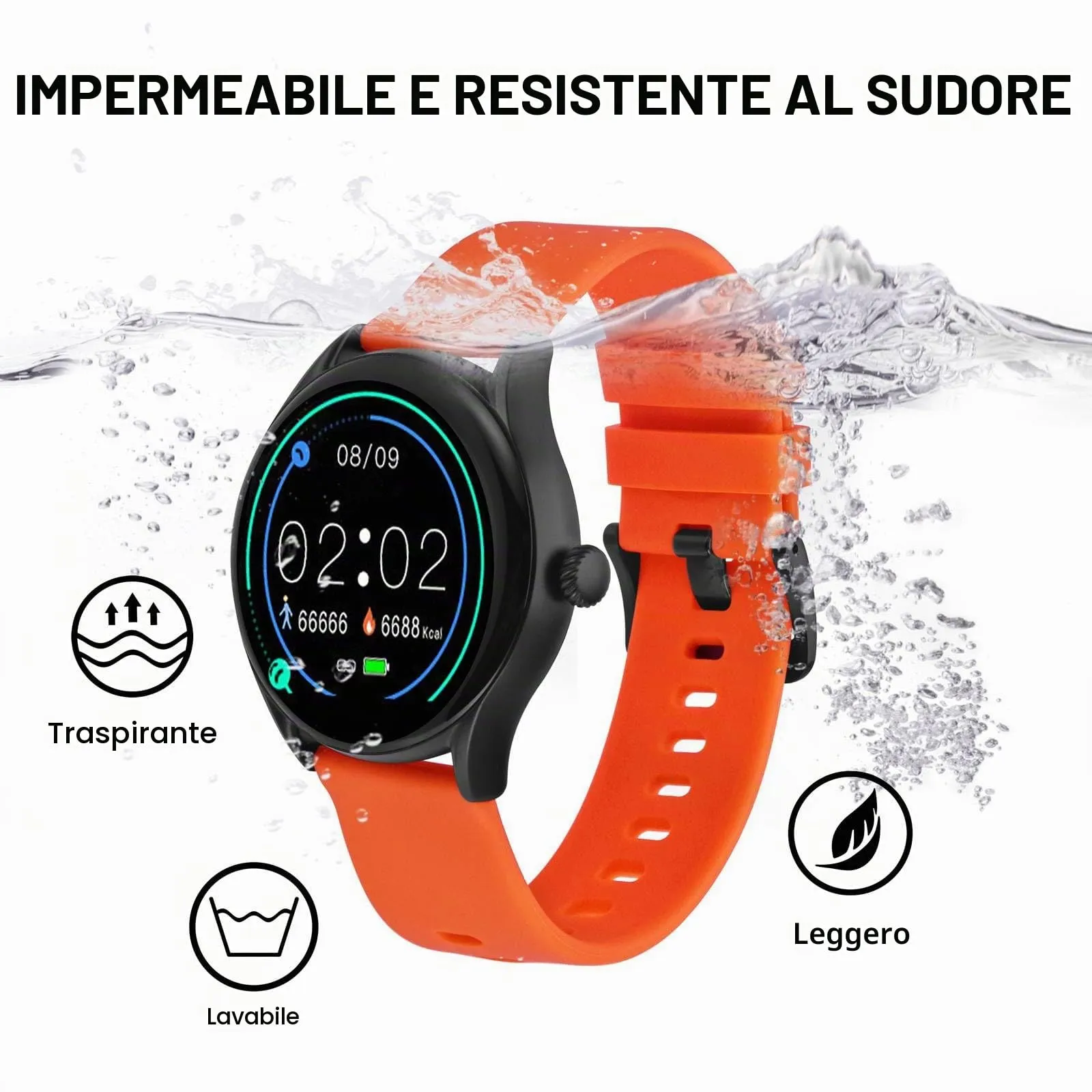 BISONSTRAP Cinturino in Silicone 22mm Arancione con Fibbia Nera - immagine 8