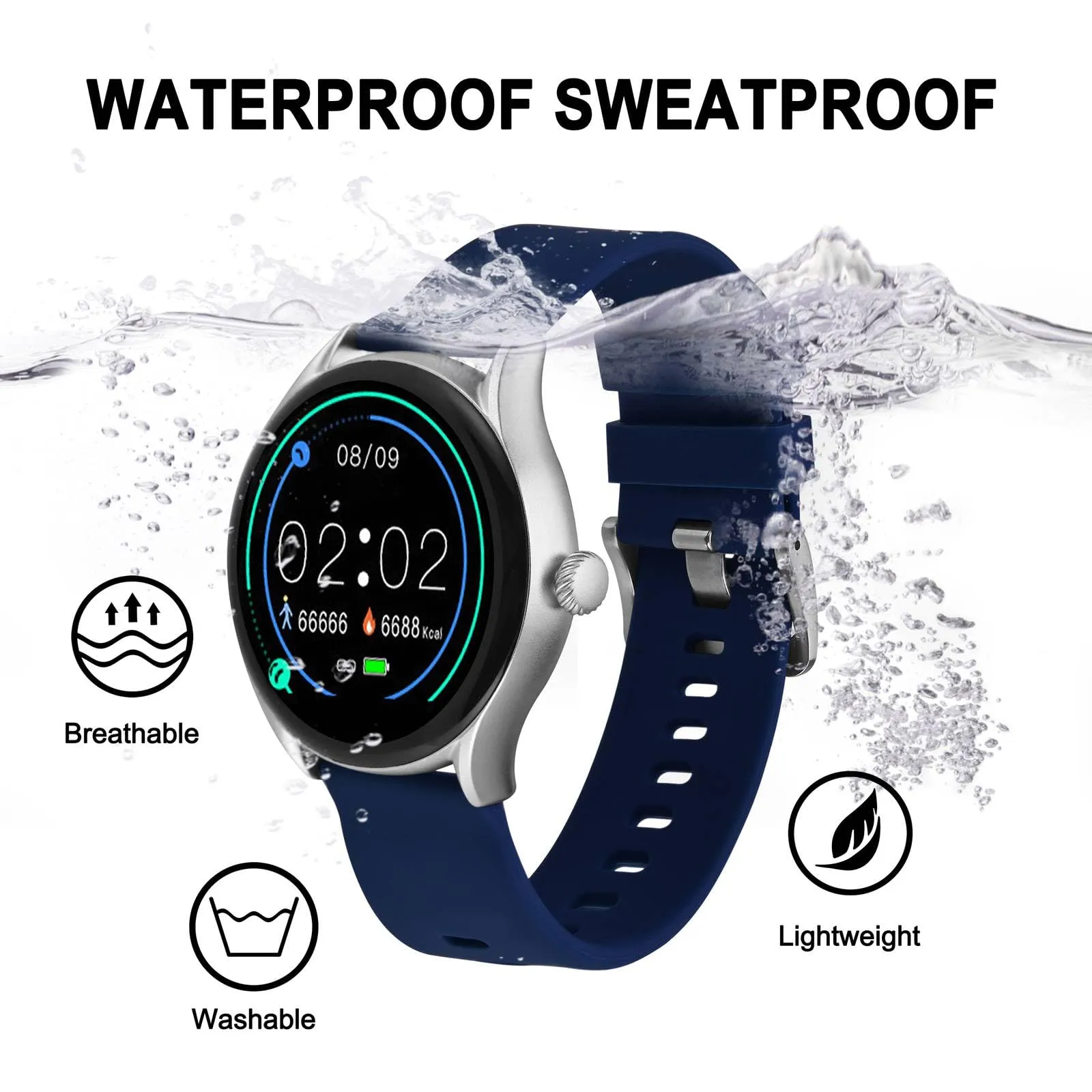 BISONSTRAP Cinturino in Silicone per Orologi, Sgancio Rapido, 17mm, Blu Scuro con Fibbia Argento - immagine 8
