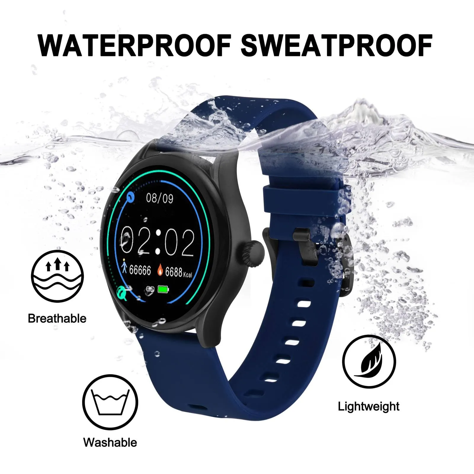 BISONSTRAP Cinturino in Silicone 16mm, Blu Scuro con Fibbia Nera, Sgancio Rapido - immagine 8