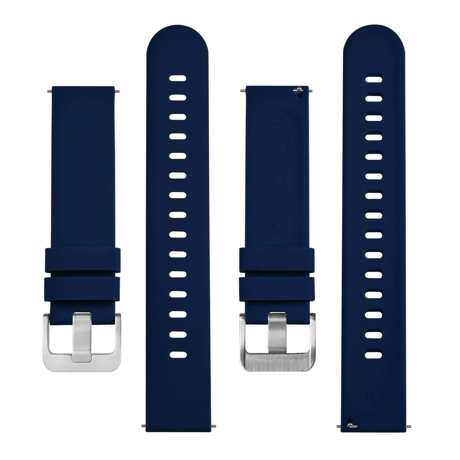BISONSTRAP Cinturino per Orologi in Silicone, 22mm, Blu Scuro con Fibbia Argento - immagine 3