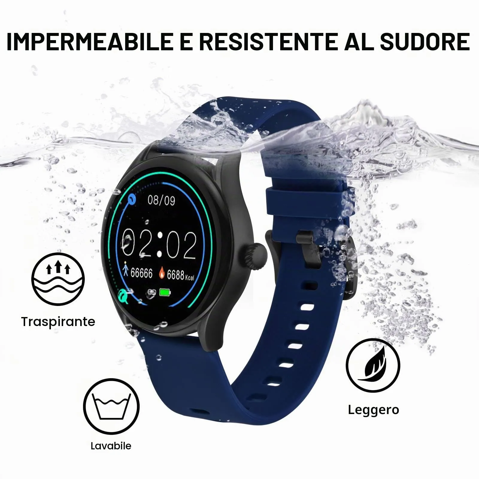 BISONSTRAP Cinturino per Orologi in Silicone con Sgancio Rapido, 18mm, Blu Scuro con Fibbia Nera - immagine 8