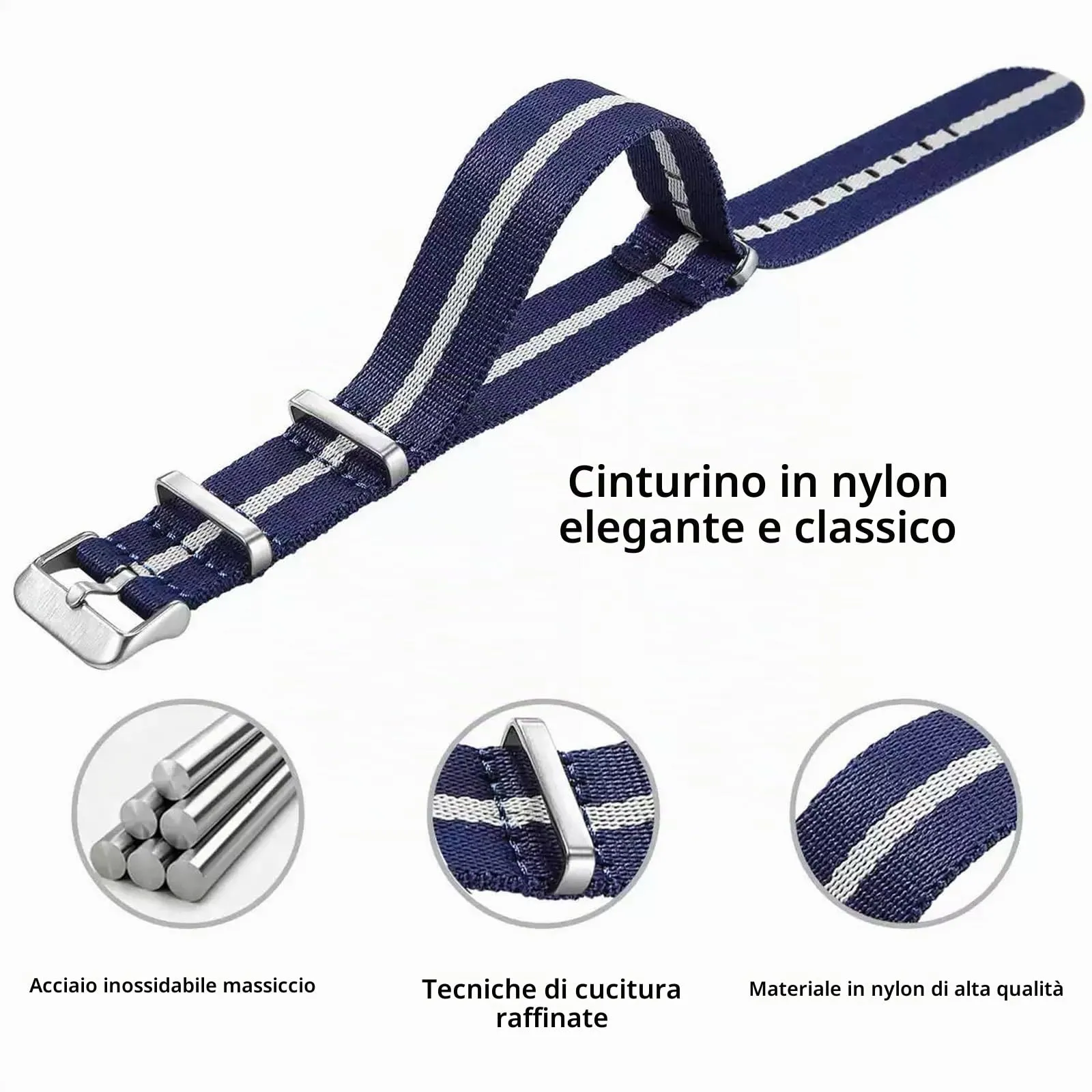 Nizonlaie Cinturino per Orologio in Nylon Nato Militare G10 24mm Nero Beige Grigio - immagine 5