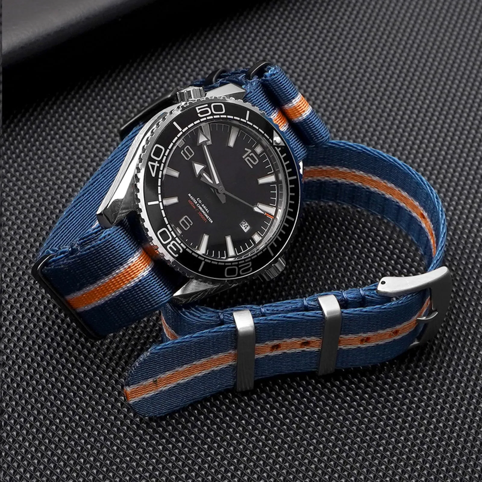 Nizonlaie Cinturino per Orologio in Nylon Stile Nato Militare G10 20mm Blu Bianco Giallo - immagine 3