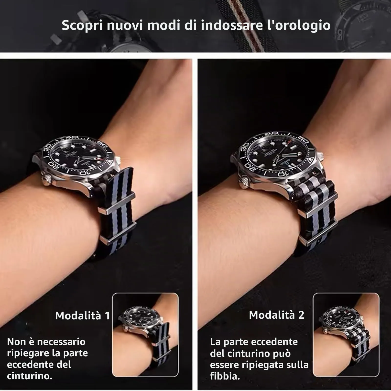 Nizonlaie Cinturino per Orologio in Nylon Stile Nato Militare G10, 18mm 20mm 22mm 24mm, Multicolore - immagine 3