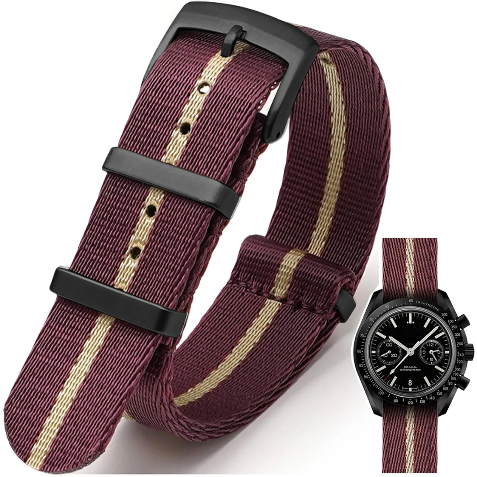 Nizonlaie Cinturino per Orologio Nato in Nylon Balistico G10 22mm Rosso Beige - immagine 1