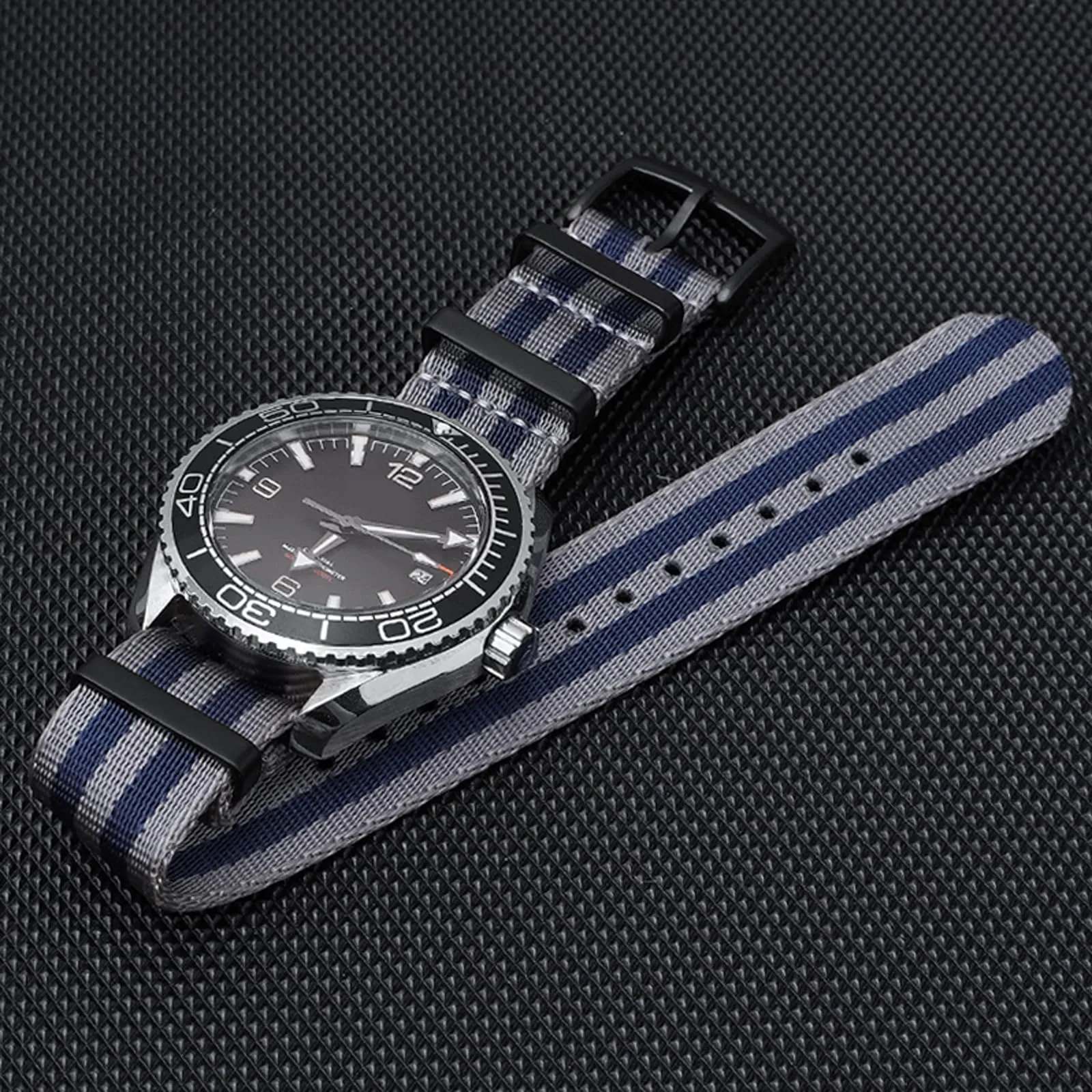Nizonlaie Cinturino per Orologio in Nylon Nato Militare G10 20mm Grigio Blu - immagine 7