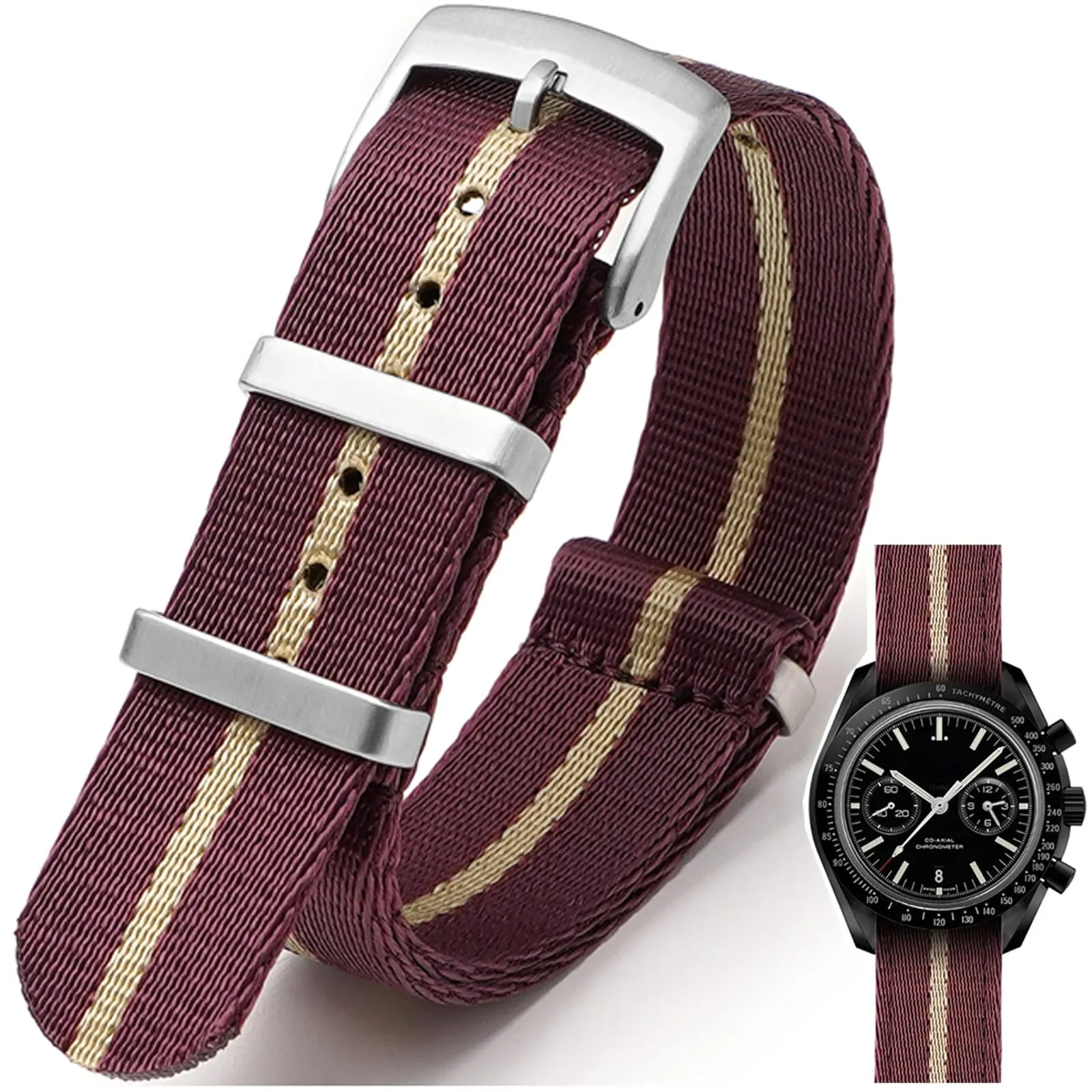 Nizonlaie Cinturino per Orologio in Nylon Nato Militare Balistico G10, 24mm, Rosso Beige - immagine 1
