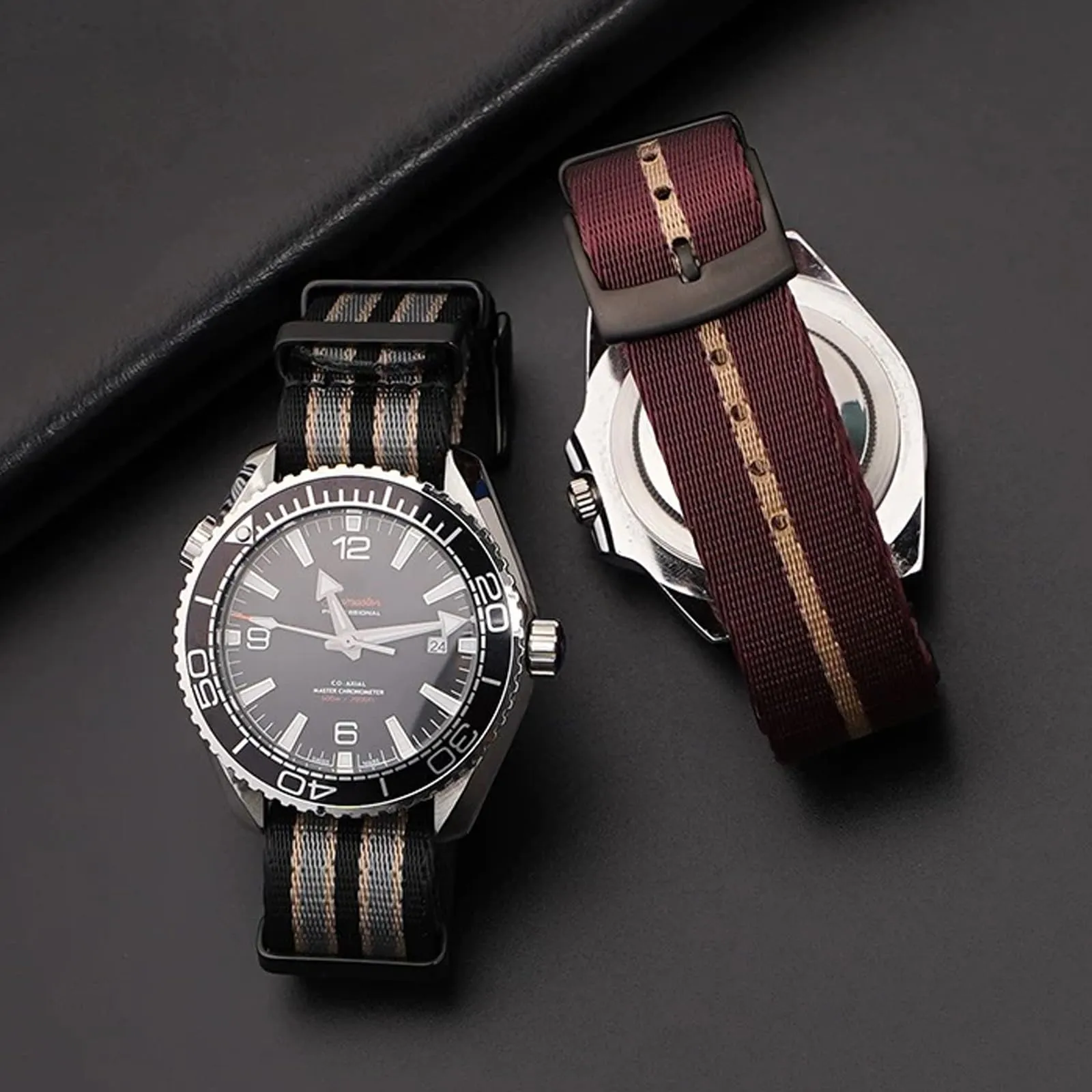 Nizonlaie Cinturino per Orologio in Nylon Nato Militare Balistico G10, 20mm, Rosso Beige - immagine 2