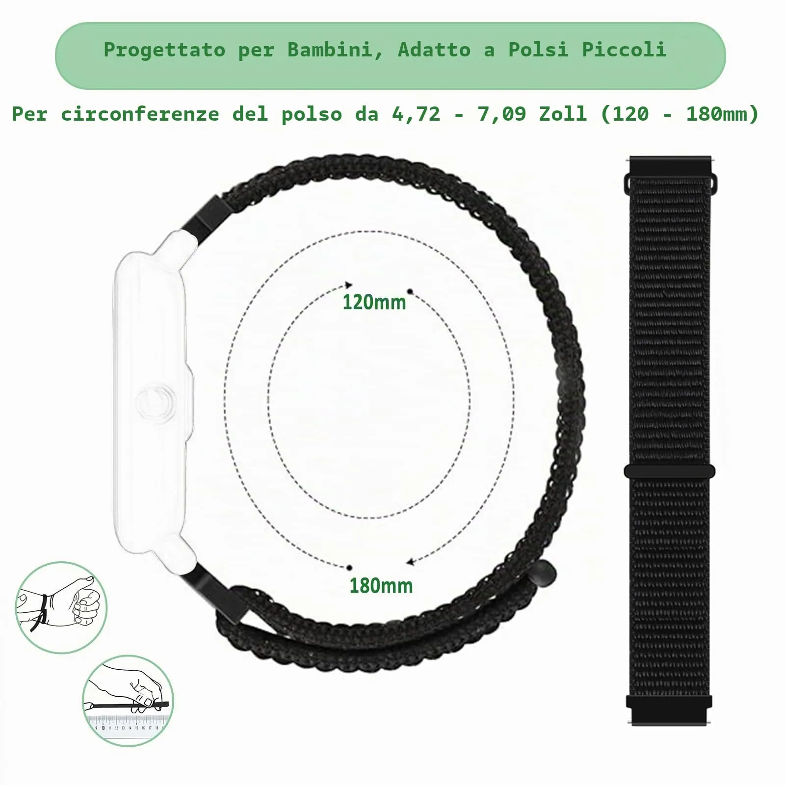 Aoekne Cinturino per Bambini 20mm in Nylon, Regolabile con Sgancio Rapido (2 Pezzi) - immagine 3