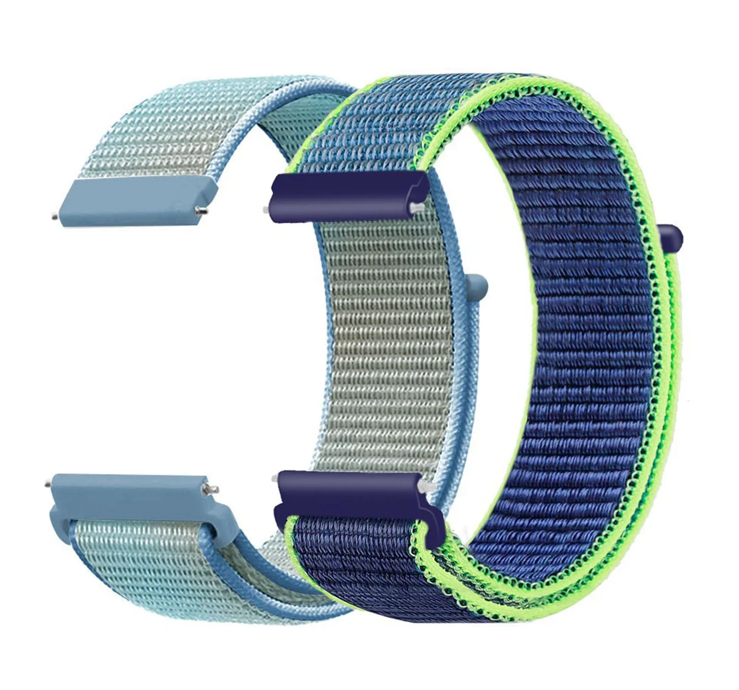 Aoekne Cinturino di Ricambio in Nylon 20 mm per Smartwatch Bambini, Chiusura Rapida, Azzurro + Blu Scuro - immagine 1