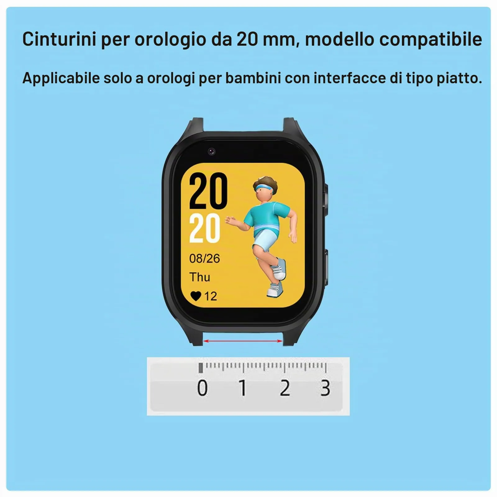 Aoekne Cinturino di Ricambio in Nylon 20 mm per Smartwatch Bambini, Chiusura Rapida, Azzurro + Blu Scuro - immagine 2