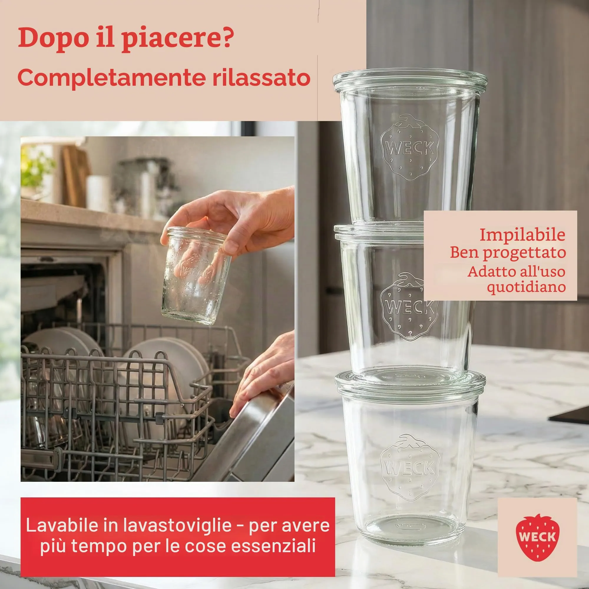 Weck Vasetti 140 ml, Confezione da 12 con coperchi - immagine 4