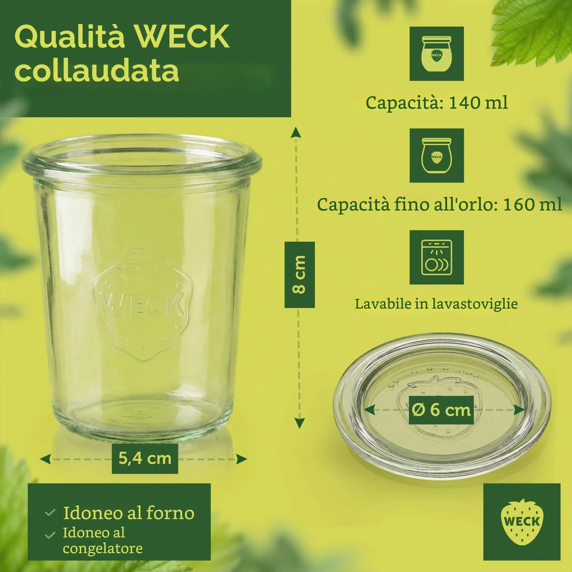 Weck Vasetti 140 ml, Confezione da 12 con coperchi - immagine 5