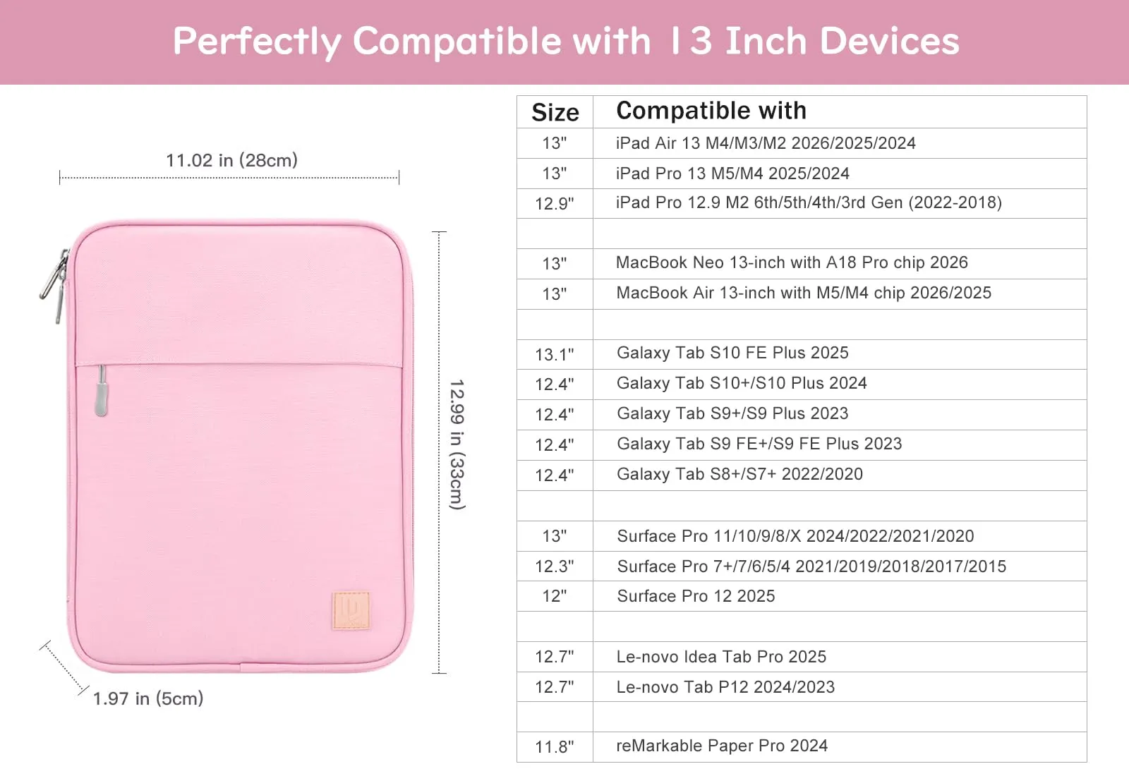 Dadanism Custodia Borsa Portatile per Tablet 13 Pollici, Fiore Rosa - immagine 2