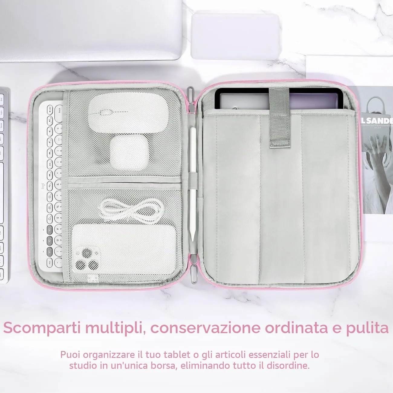 Dadanism Custodia Borsa Portatile per Tablet 13 Pollici, Fiore Rosa - immagine 4